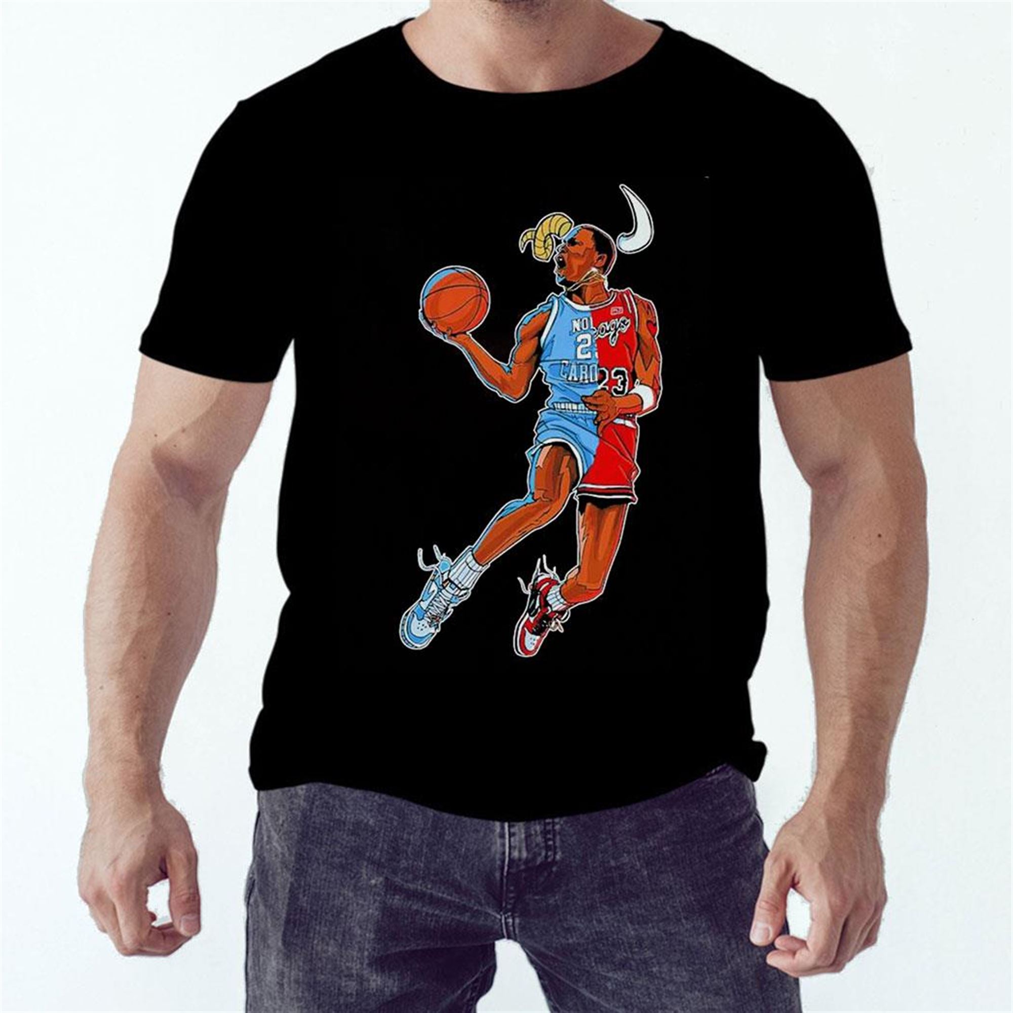 Michael Jordan Half North Carolina Tar Heels And Half Chicago Bulls Shirt