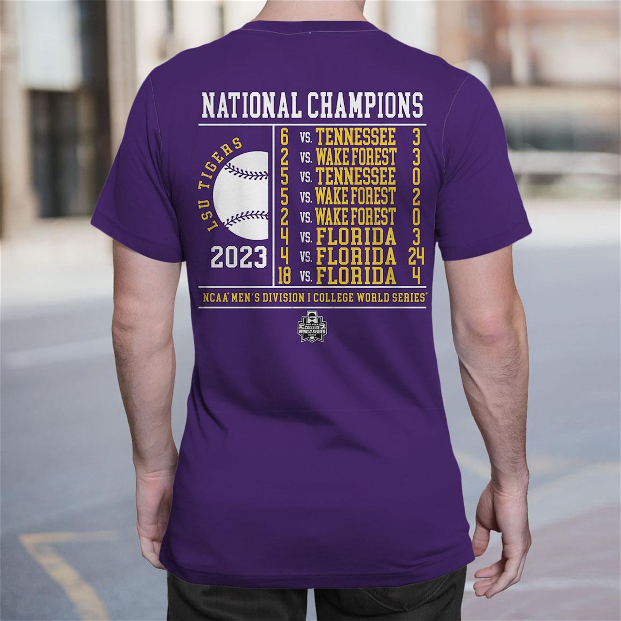 Lsu Tigers Fanatics Unisex 2023 Ncaa Baseball College World Series Champions Schedule T-shirt