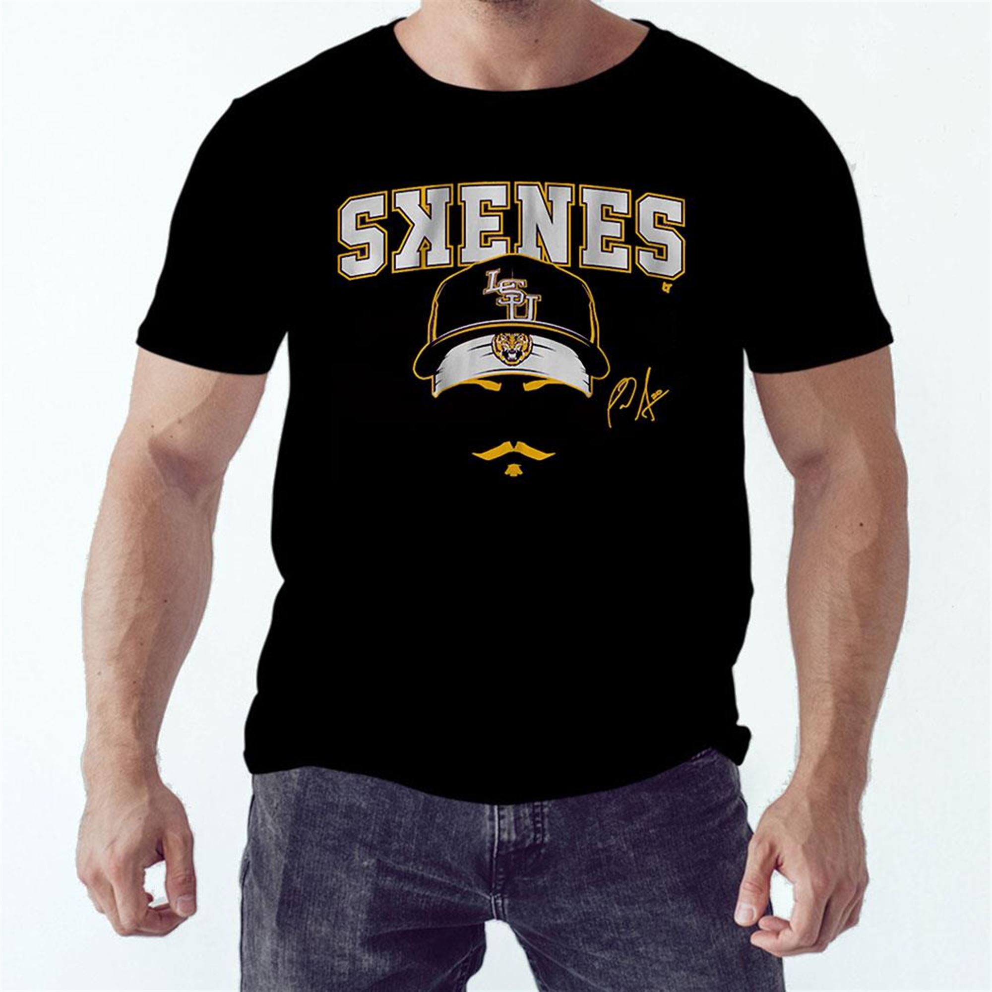 Paul Skenes Stache Lsu Baseball Shirt