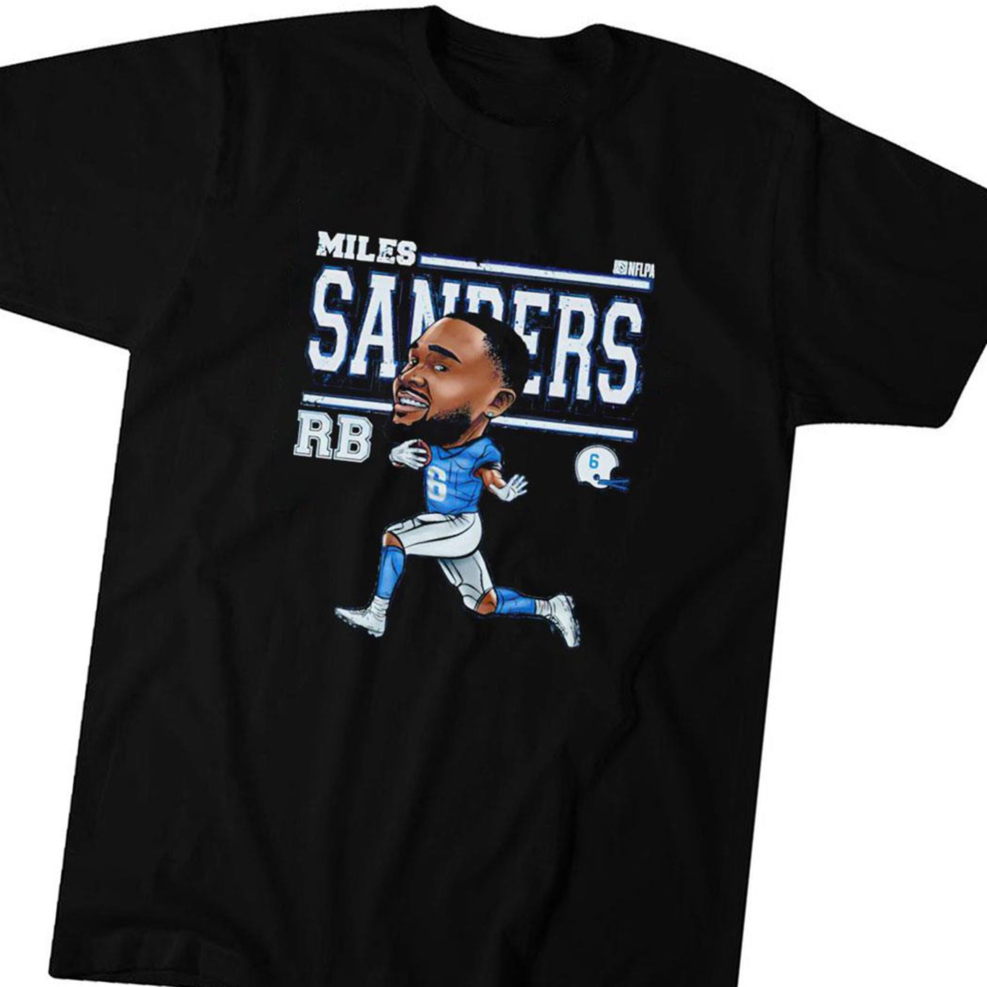 Official Miles Sanders Carolina Cartoon Player T-shirt Ladies Tee