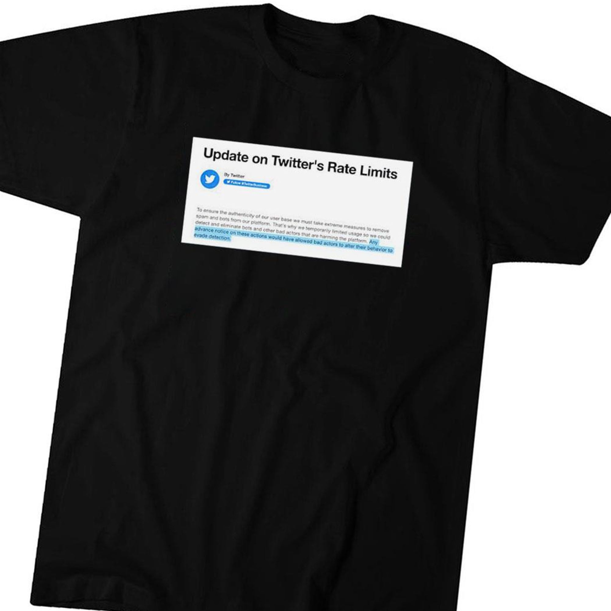 Official Update On Twitters Rate Limits T-shirt Ladies Tee