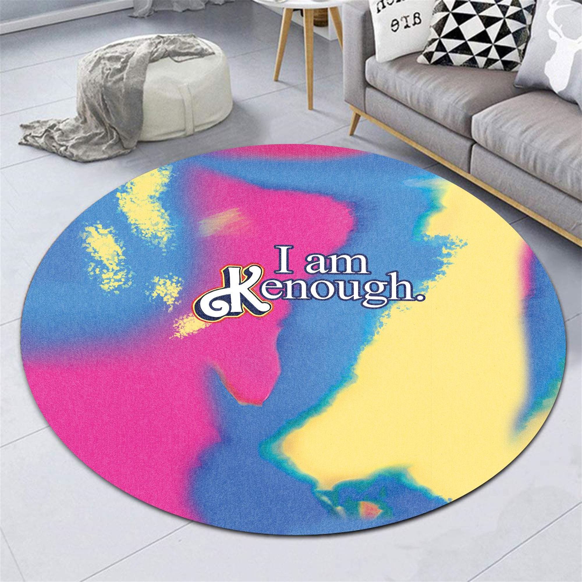 I Am Kenough Tie-dye Round Rug