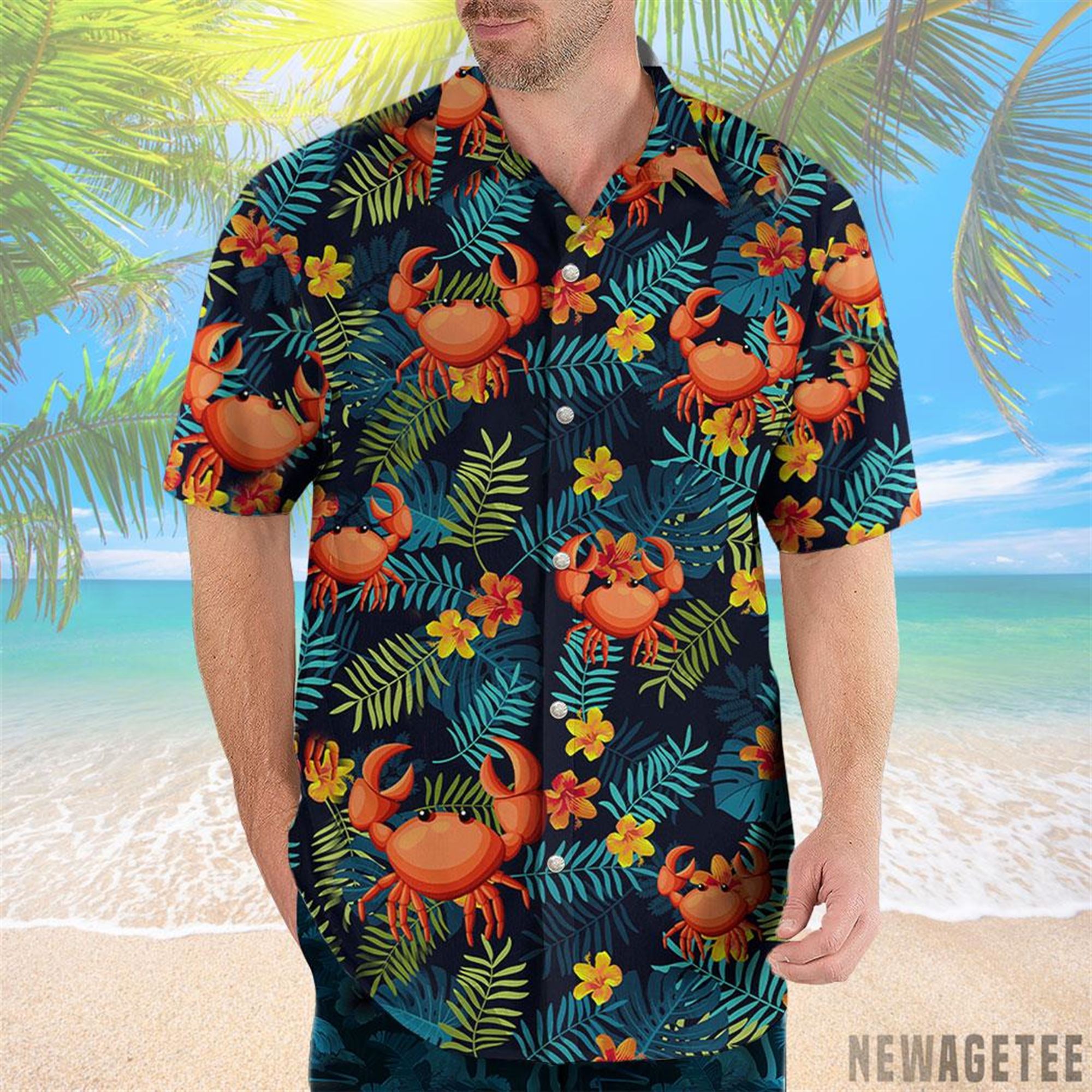 Funny Crab Hawaiian Shirt And Shorts