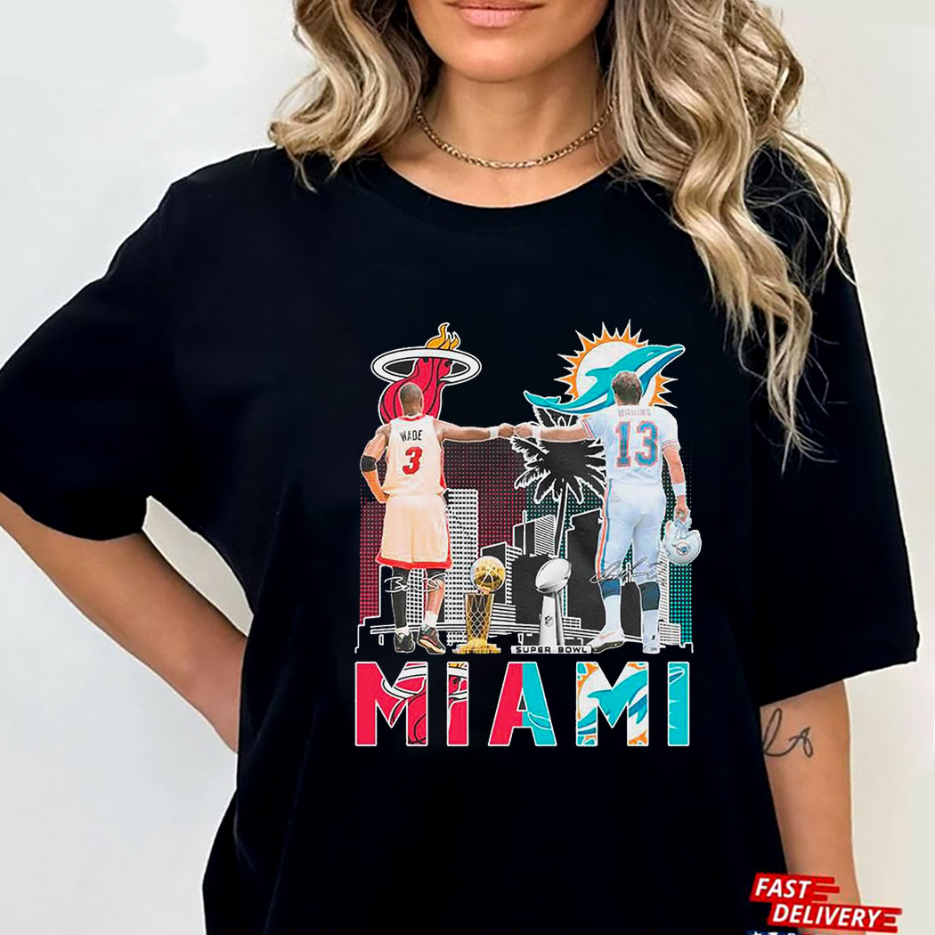 Official Miami Heat Wade And Dolphins Marino T-shirt Hoodie