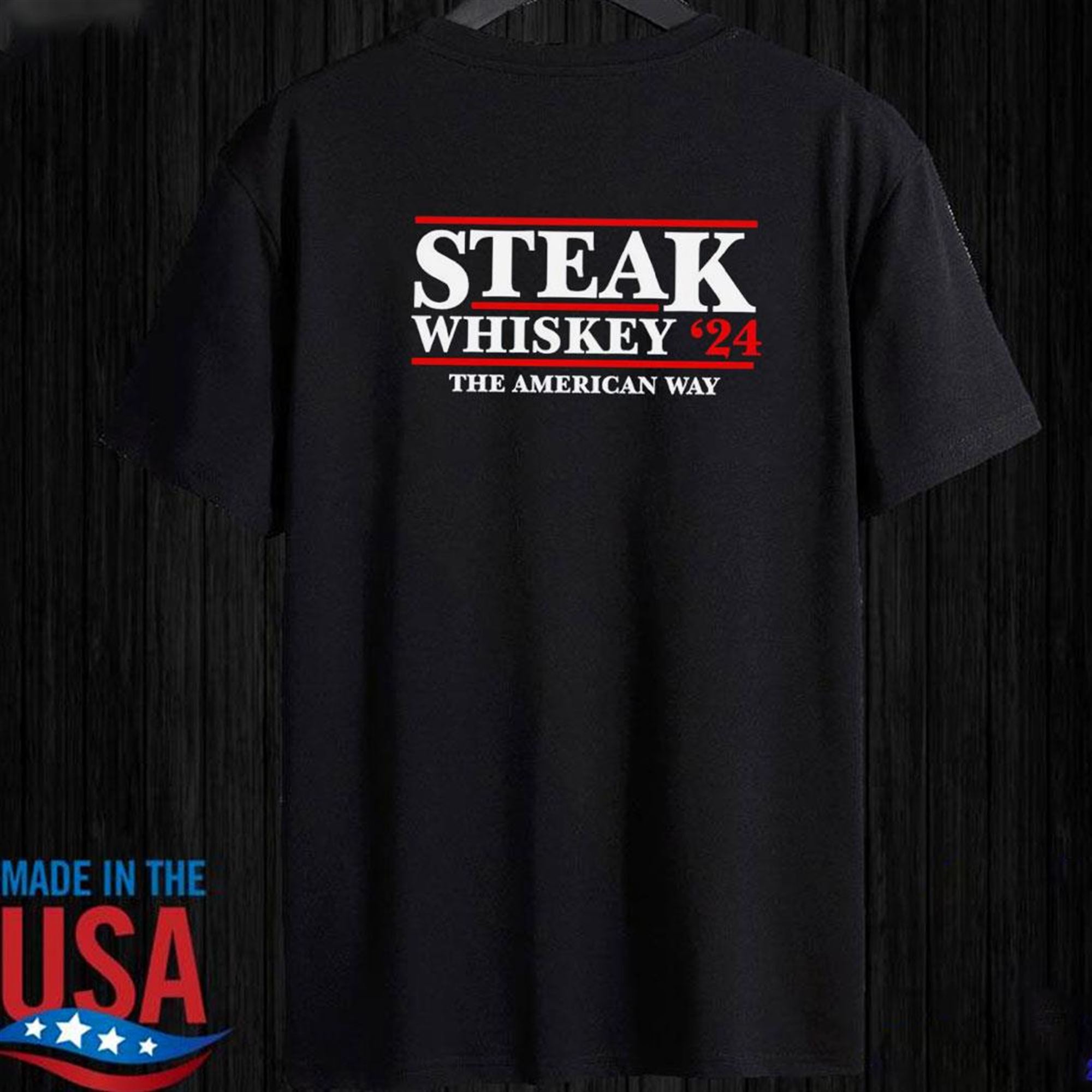 Official Steak Whiskey 24 The American Way T-shirt Ladies Tee
