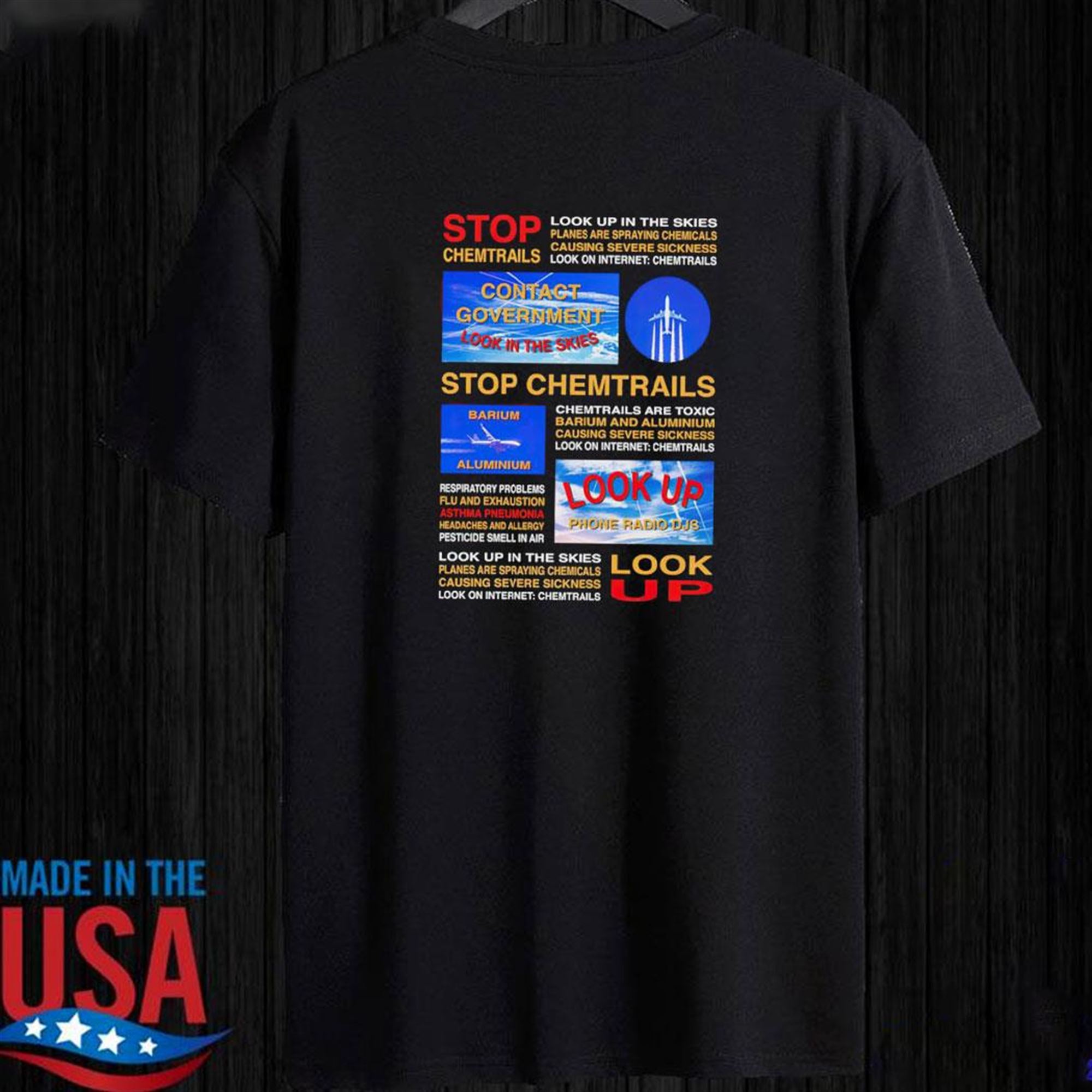 Official Stop Chemtrails Look Up In The Skies T-shirt Ladies Tee