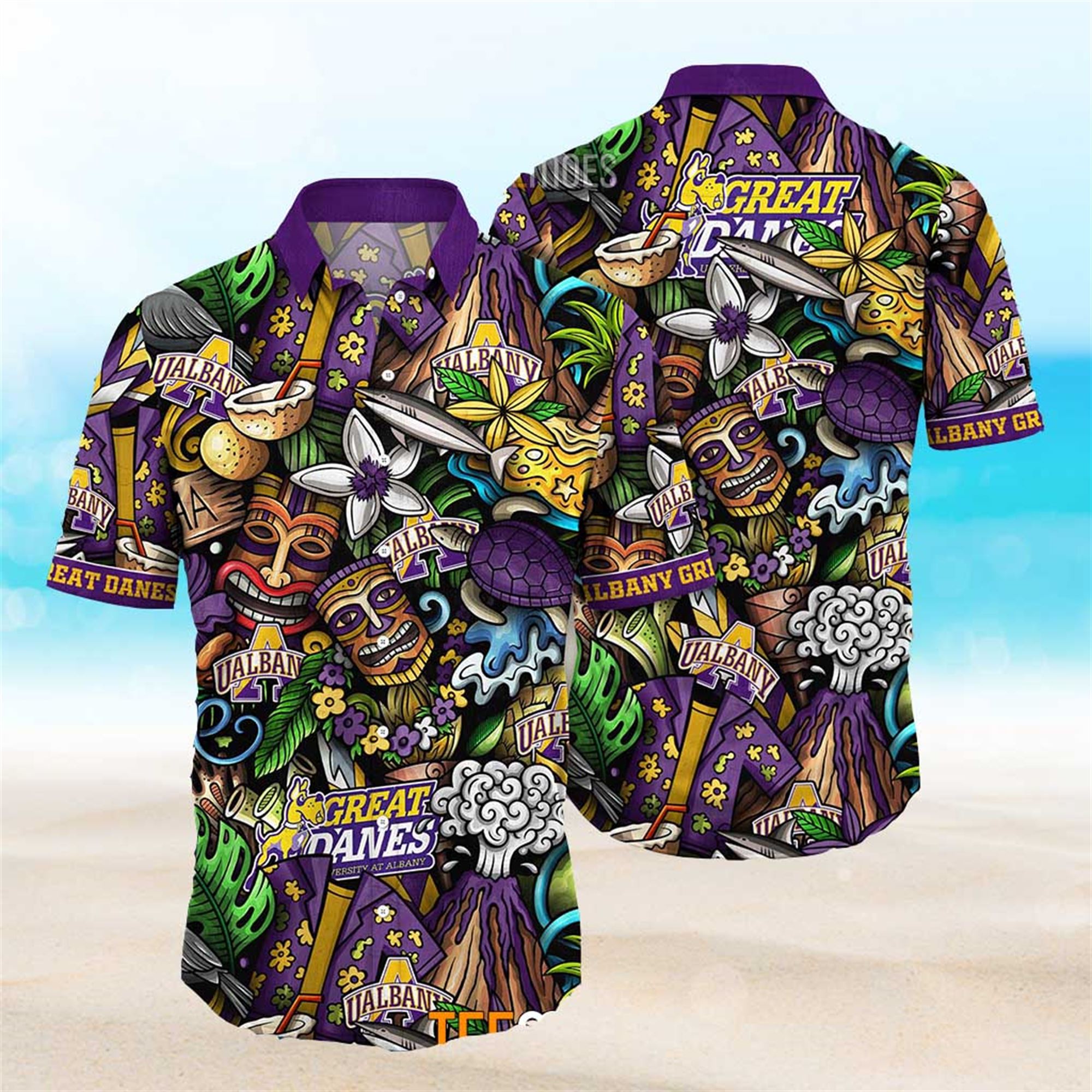 Albany Great Danes Ncaa Mens Floral Special Design Hawaiian Shirt Albany Great Danes Ncaa Mens Floral Special Design Hawaiian Shirt