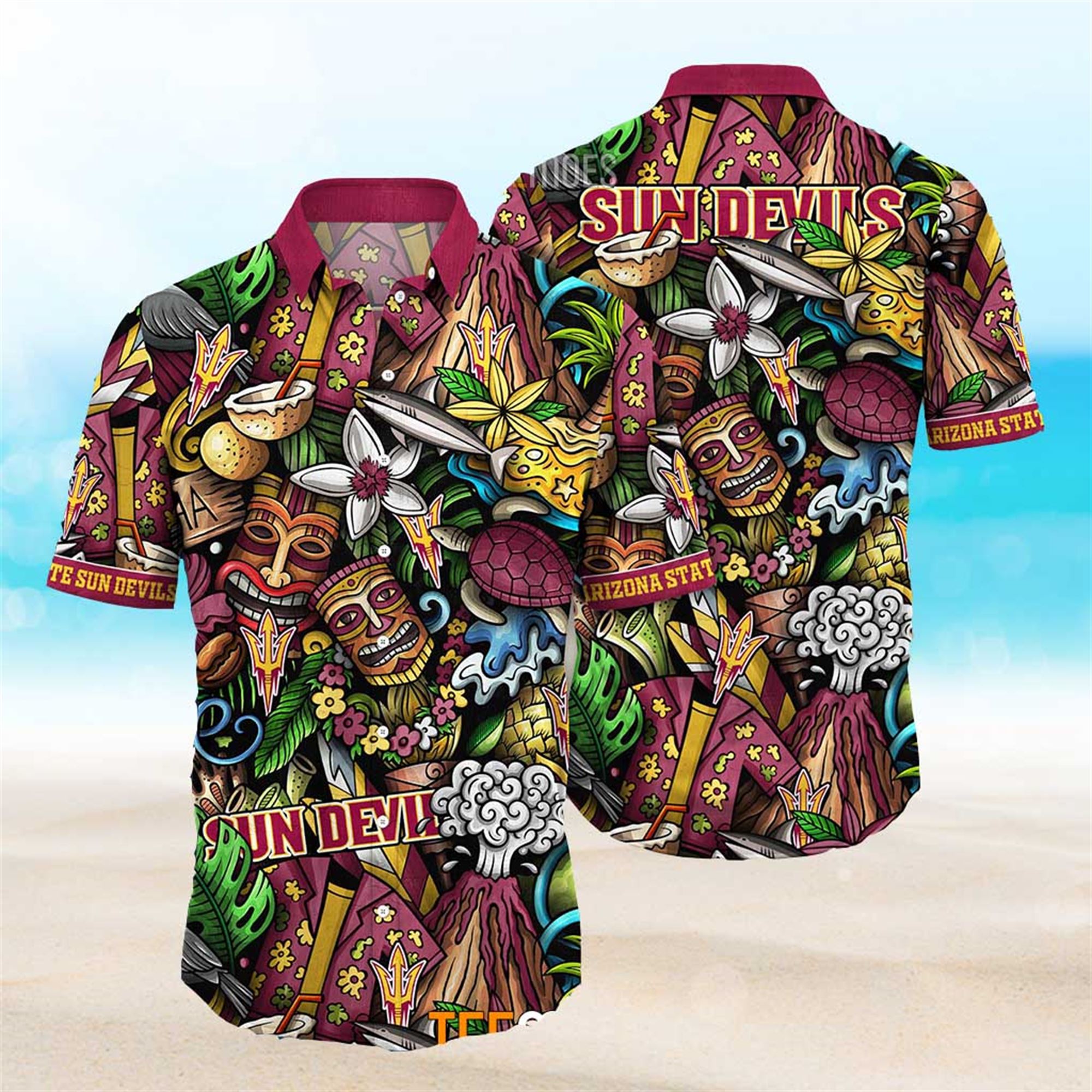 Arizona State Sun Devils Ncaa Mens Floral Special Design Hawaiian Shirt Arizona State Sun Devils Ncaa Mens Floral Special Design Hawaiian Shirt