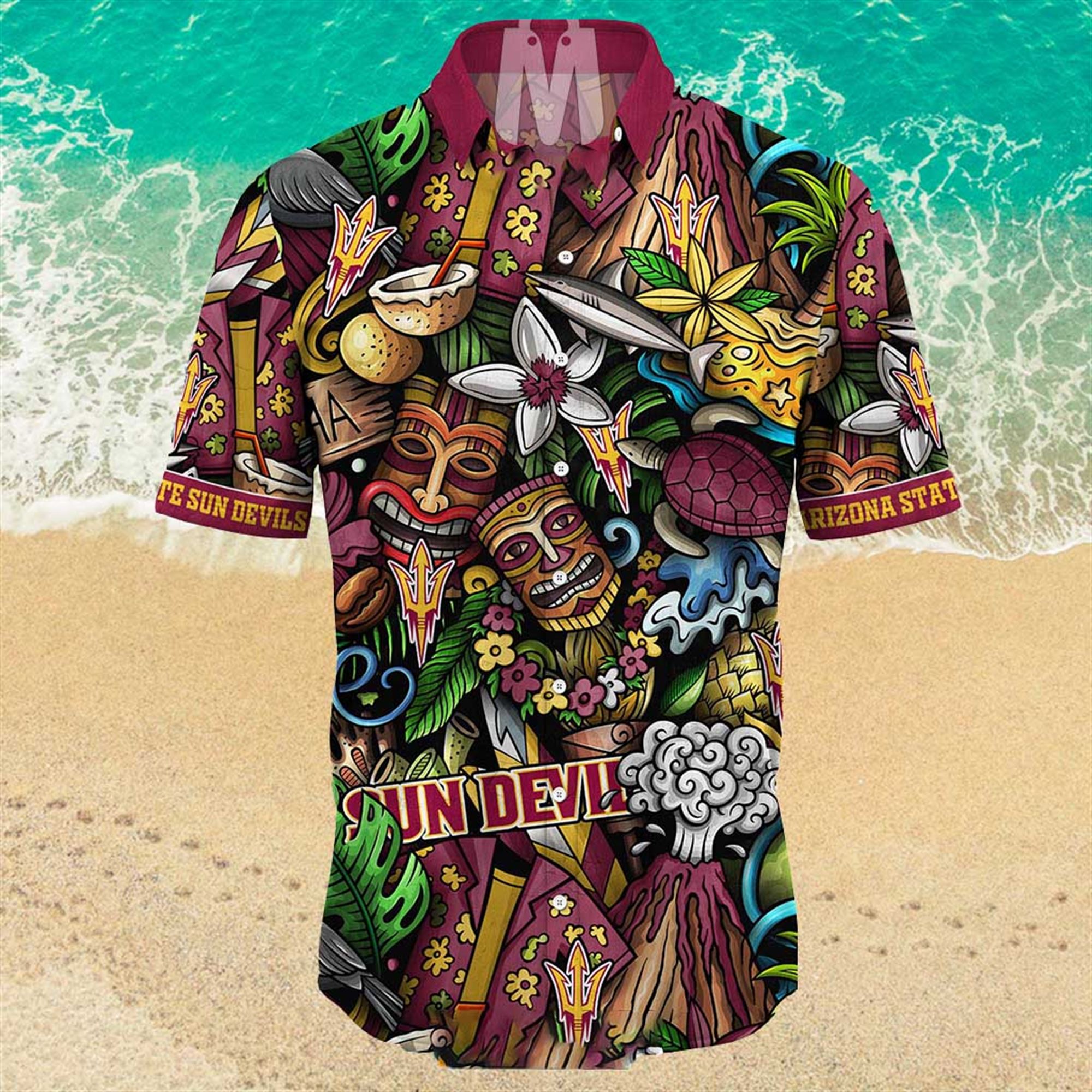 Arizona State Sun Devils Ncaa Mens Floral Special Design Hawaiian Shirt