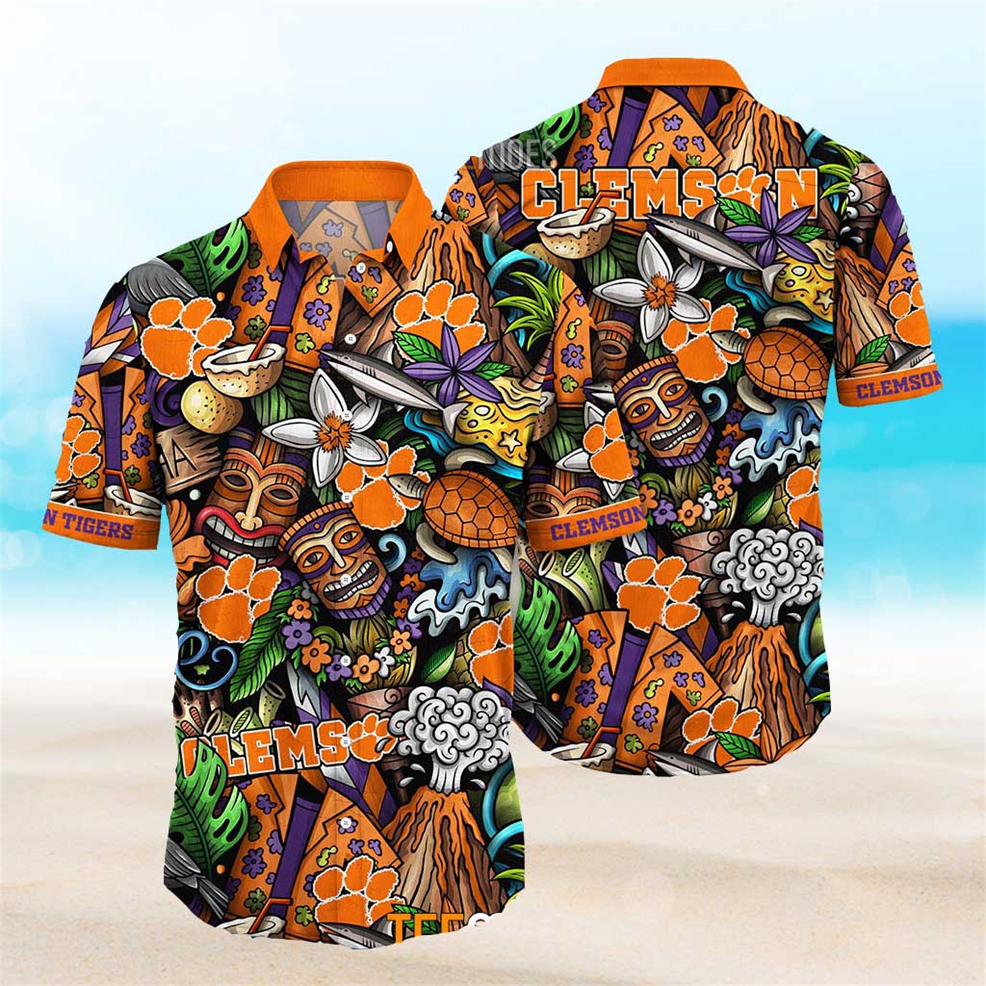 Clemson Tigers Ncaa Mens Floral Special Design Hawaiian Shirt Clemson Tigers Ncaa Mens Floral Special Design Hawaiian Shirt