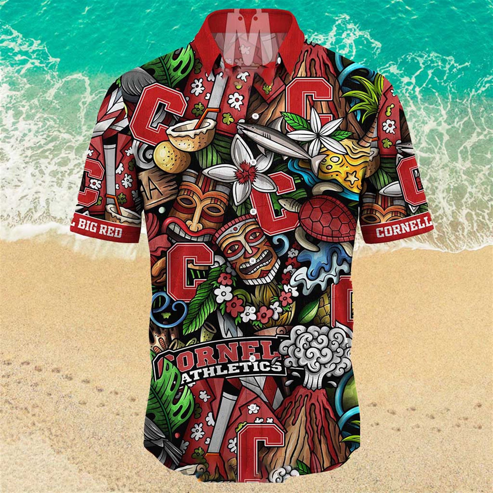 Cornell Big Red Ncaa Mens Floral Special Design Hawaiian Shirt