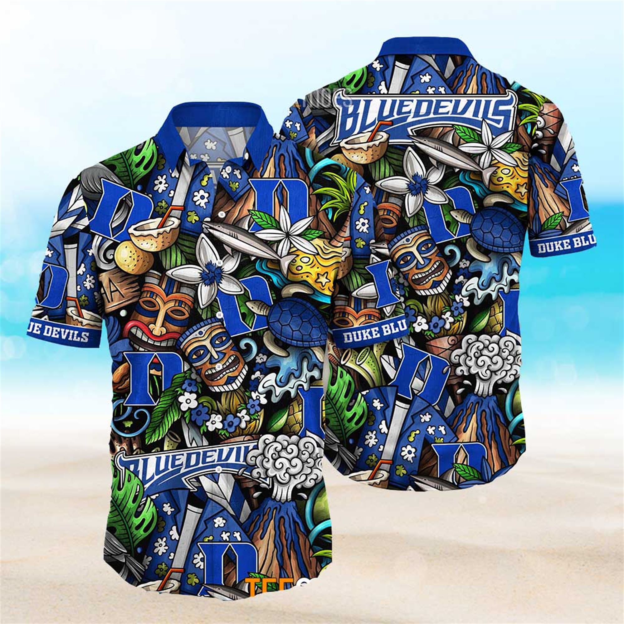 Duke Blue Devils Ncaa Mens Floral Special Design Hawaiian Shirt
