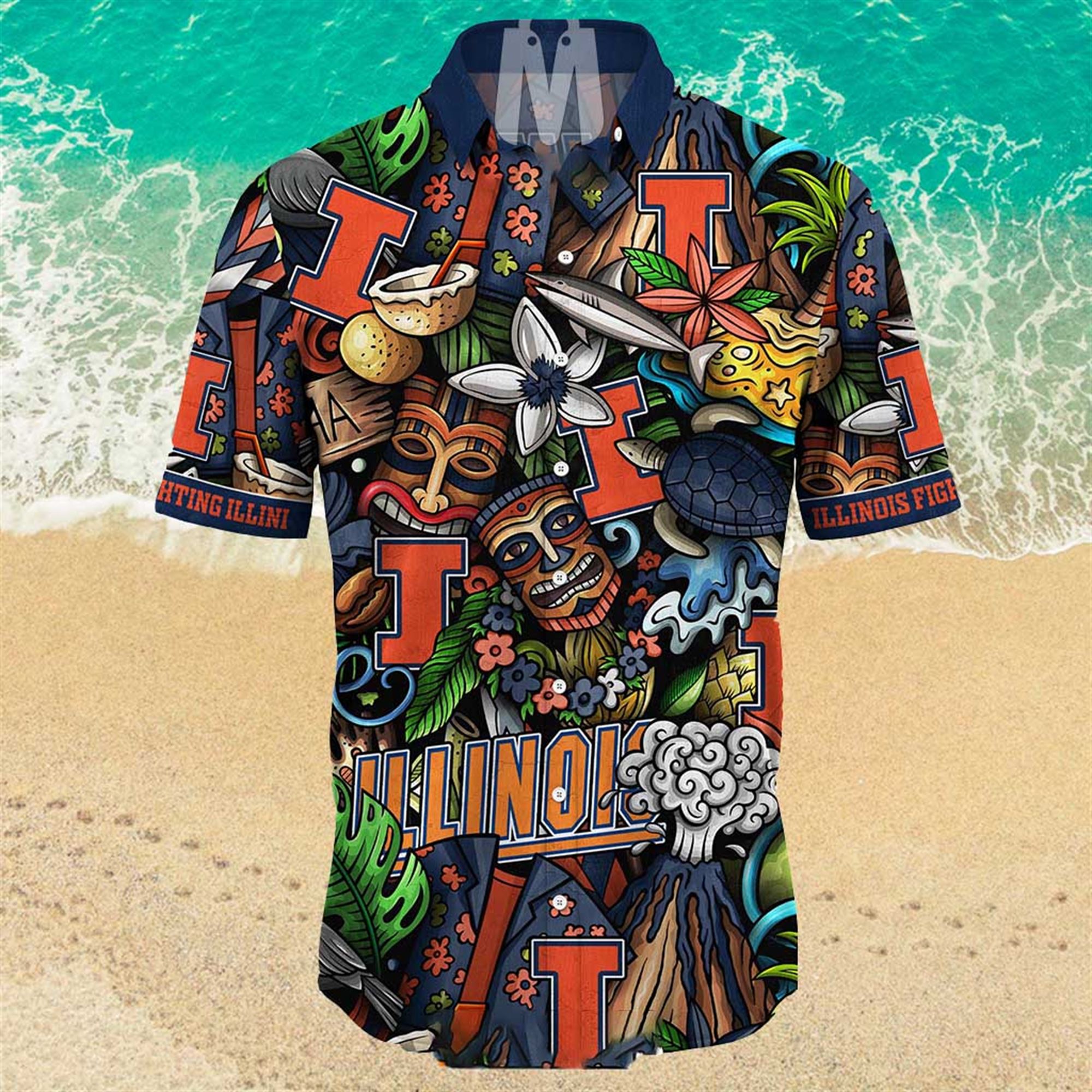 Illinois Fighting Illini Ncaa Mens Floral Special Design Hawaiian Shirt