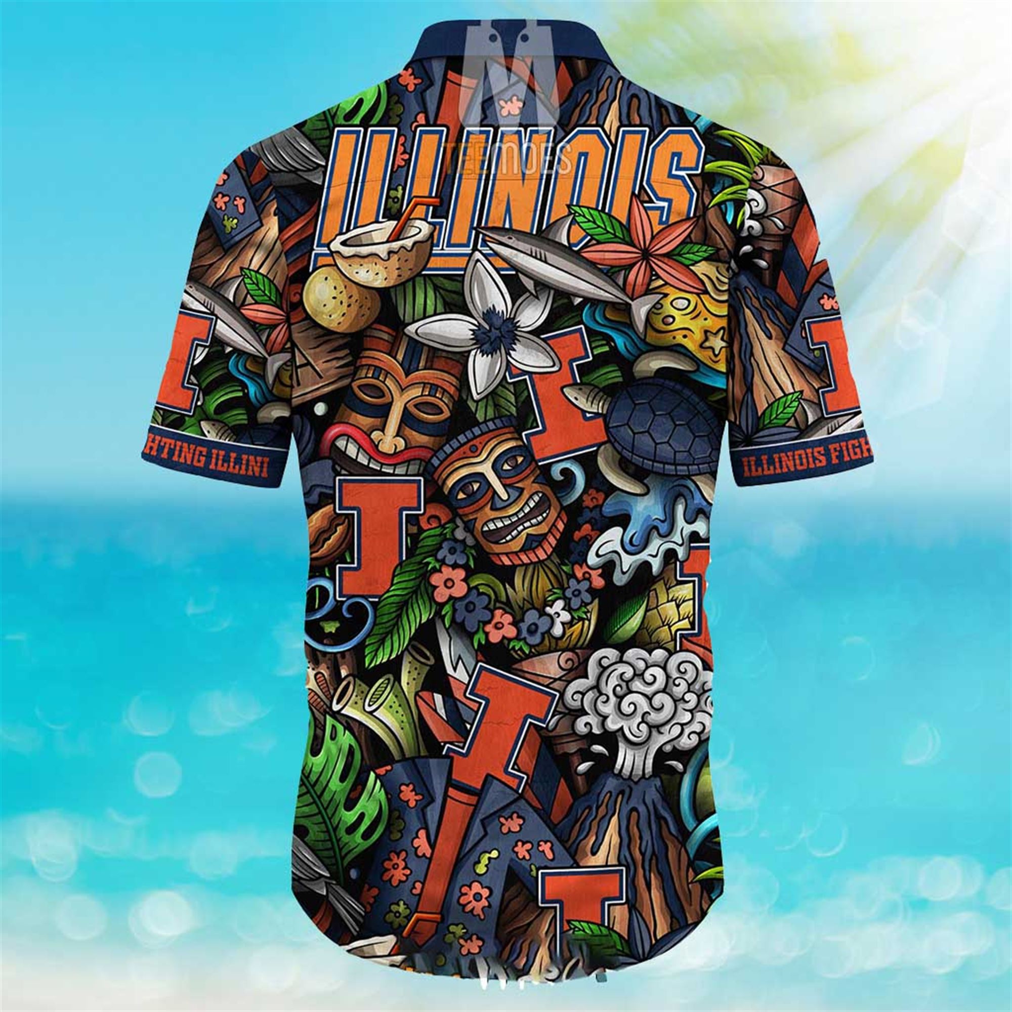 Illinois Fighting Illini Ncaa Mens Floral Special Design Hawaiian Shirt Illinois Fighting Illini Ncaa Mens Floral Special Design Hawaiian Shirt