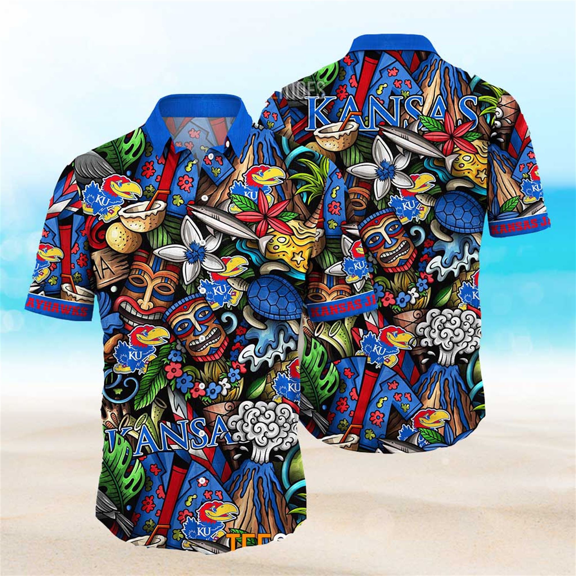Kansas Jayhawks Ncaa Mens Floral Special Design Hawaiian Shirt Kansas Jayhawks Ncaa Mens Floral Special Design Hawaiian Shirt