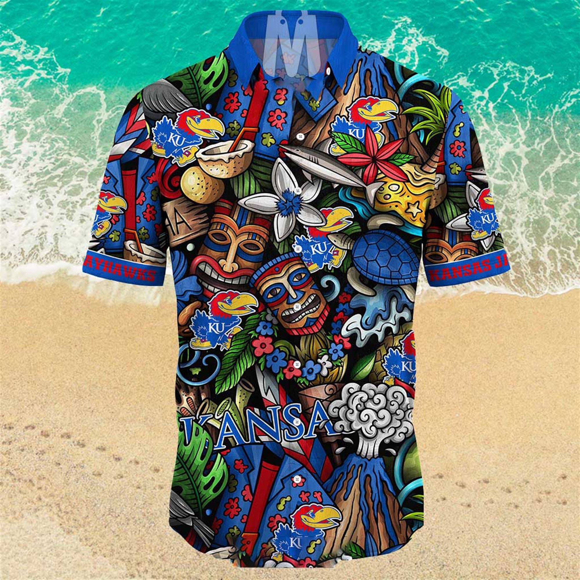 Kansas Jayhawks Ncaa Mens Floral Special Design Hawaiian Shirt