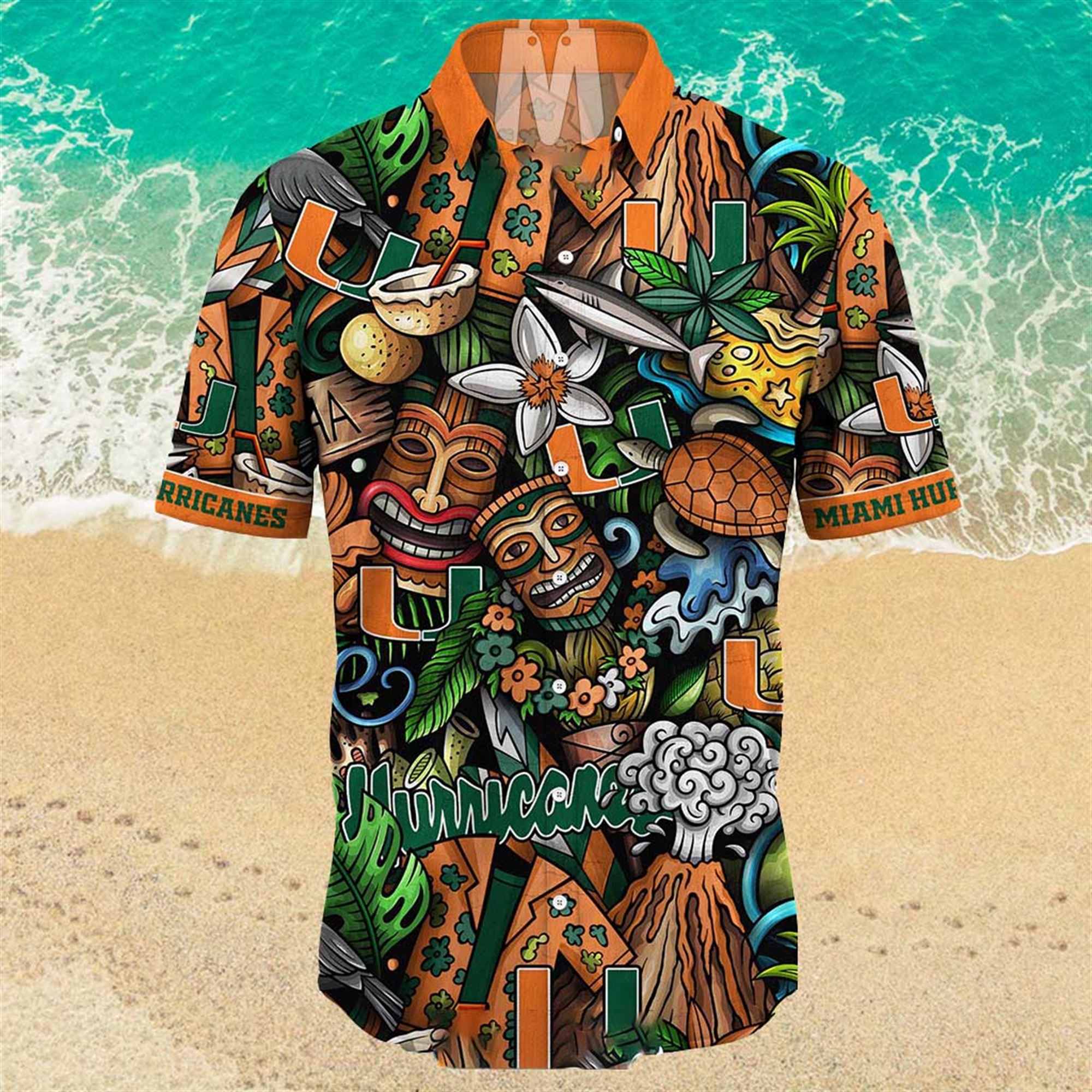 Miami Hurricanes Ncaa Mens Floral Special Design Hawaiian Shirt