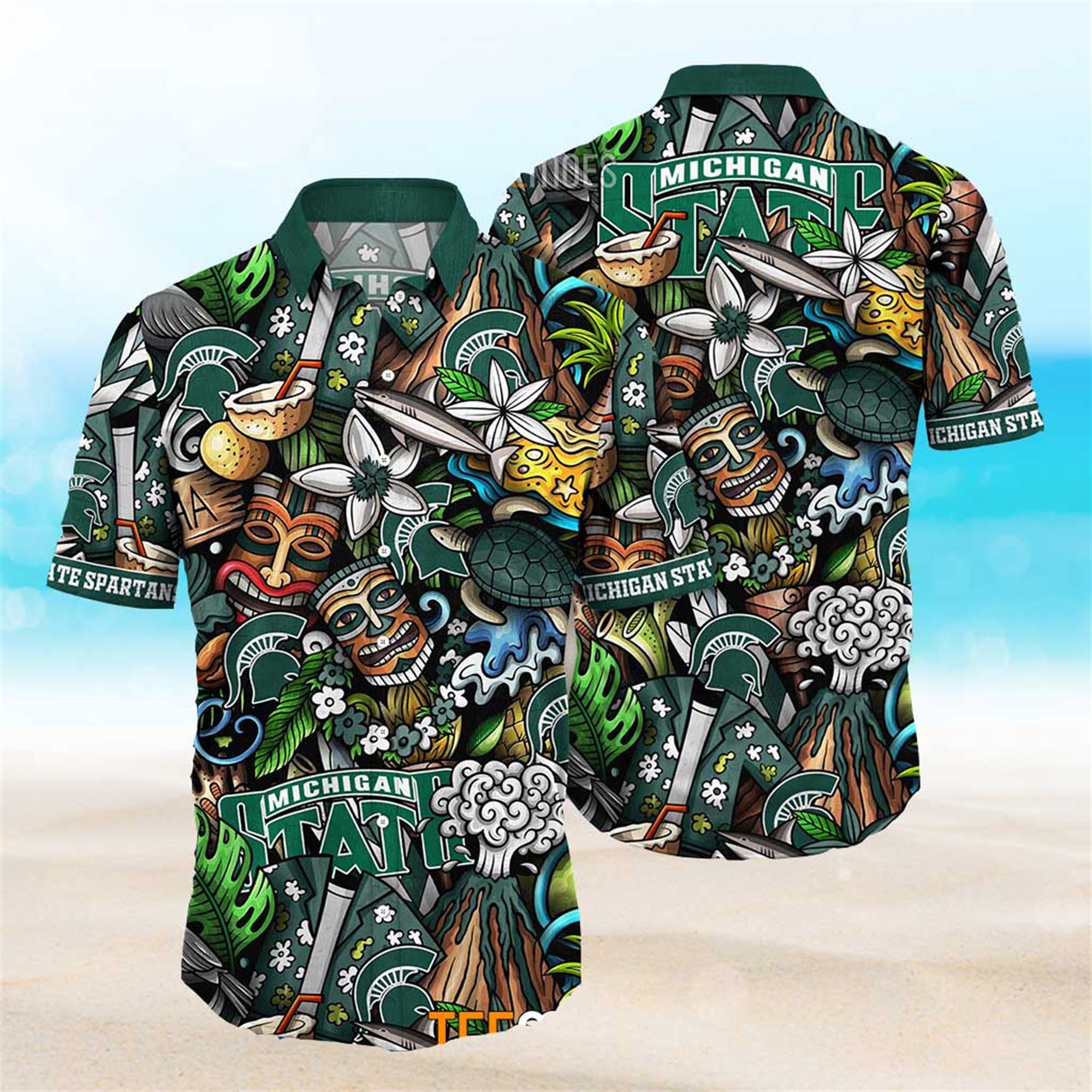 Michigan State Spartans Ncaa Mens Floral Special Design Hawaiian Shirt