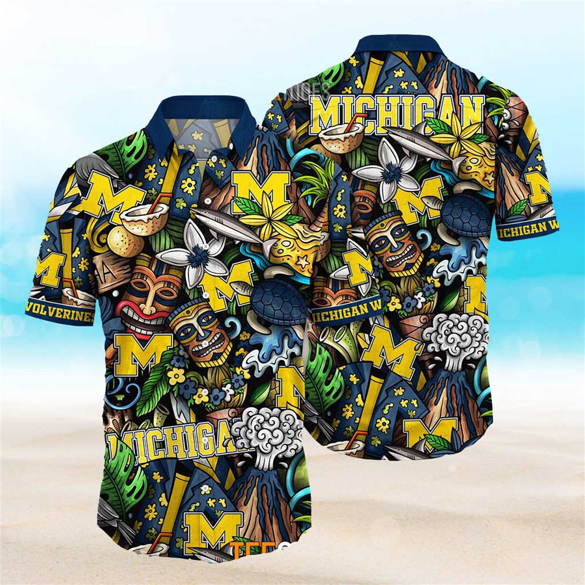 Michigan Wolverines Ncaa Mens Floral Special Design Hawaiian Shirt