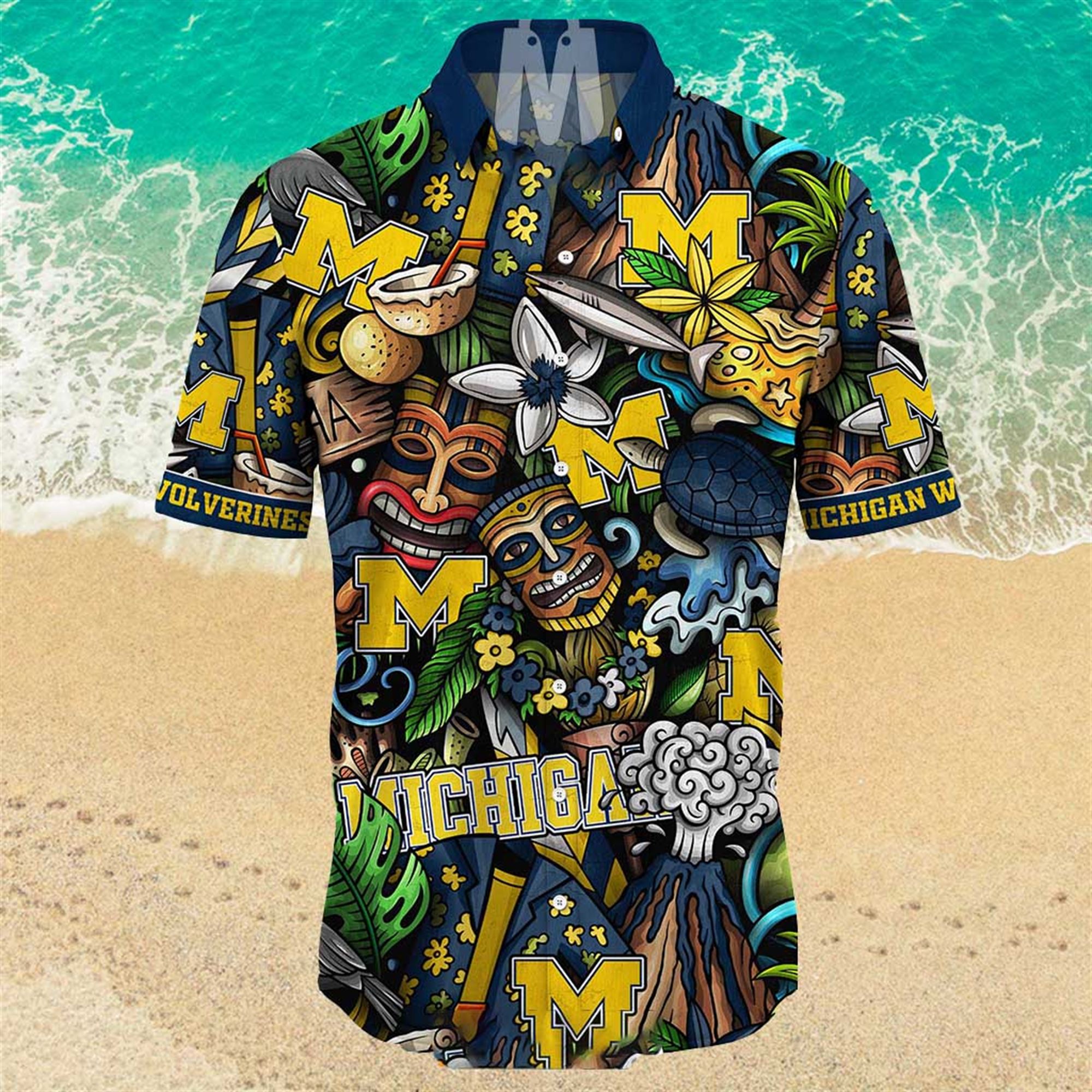 Michigan Wolverines Ncaa Mens Floral Special Design Hawaiian Shirt