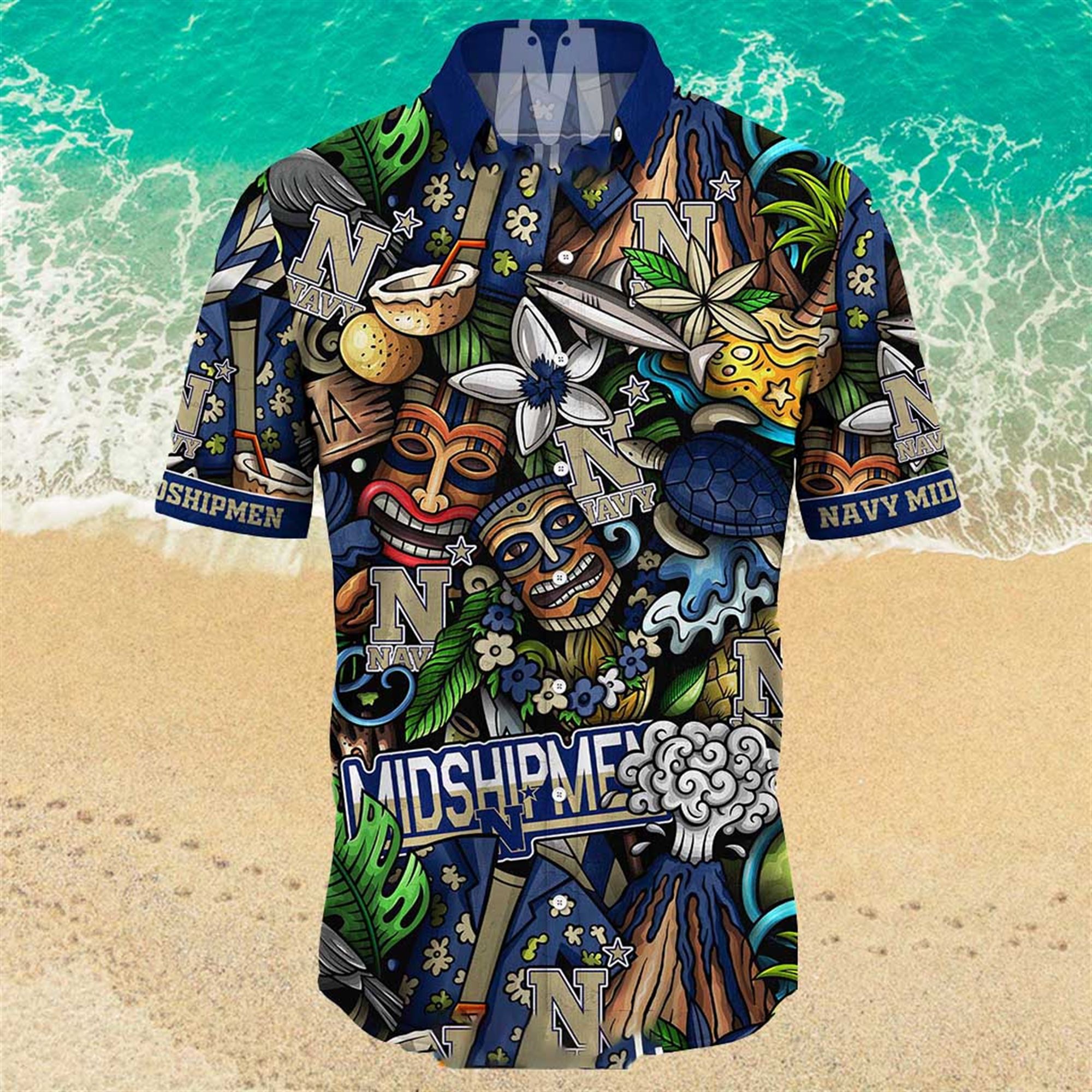 Navy Midshipmen Ncaa Mens Floral Special Design Hawaiian Shirt