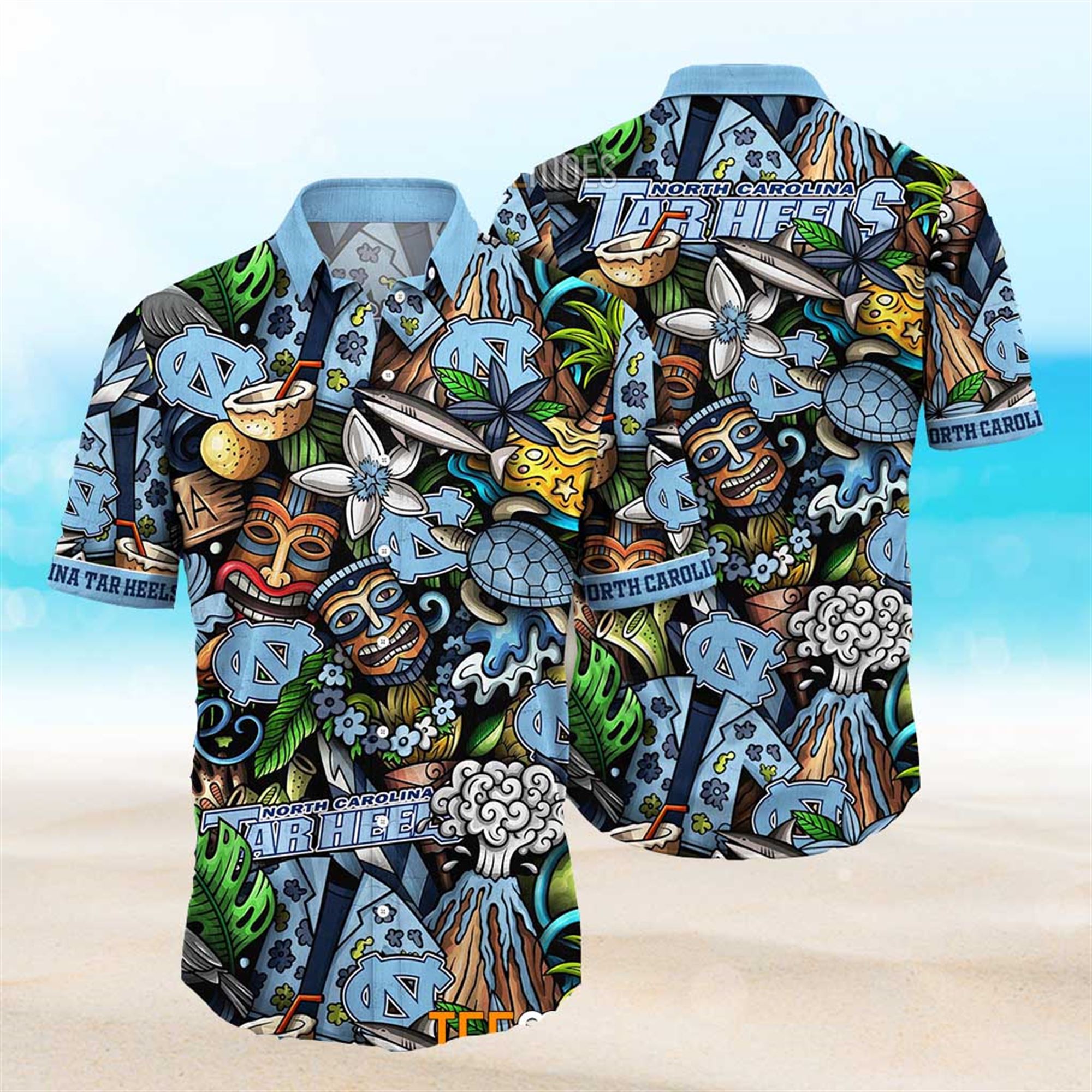 North Carolina Tar Heels Ncaa Mens Floral Special Design Hawaiian Shirt