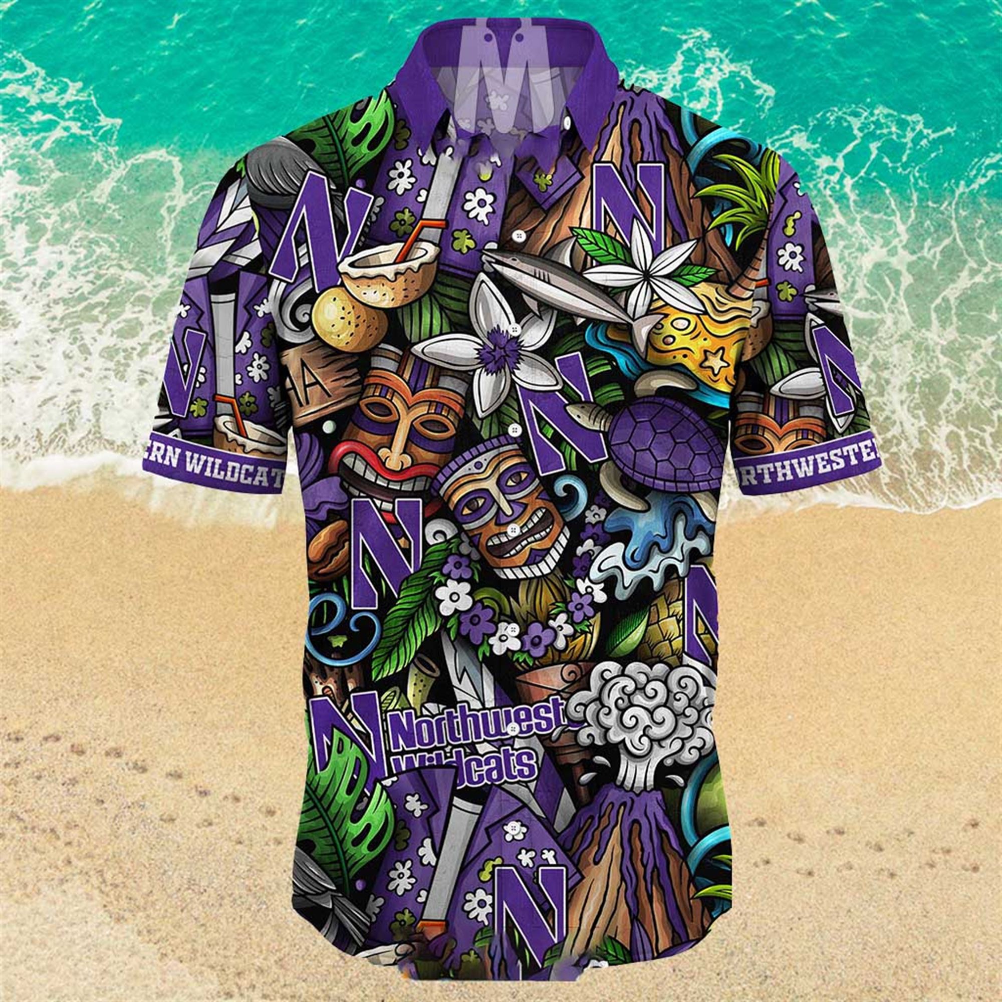 Northwestern Wildcats Ncaa Mens Floral Special Design Hawaiian Shirt