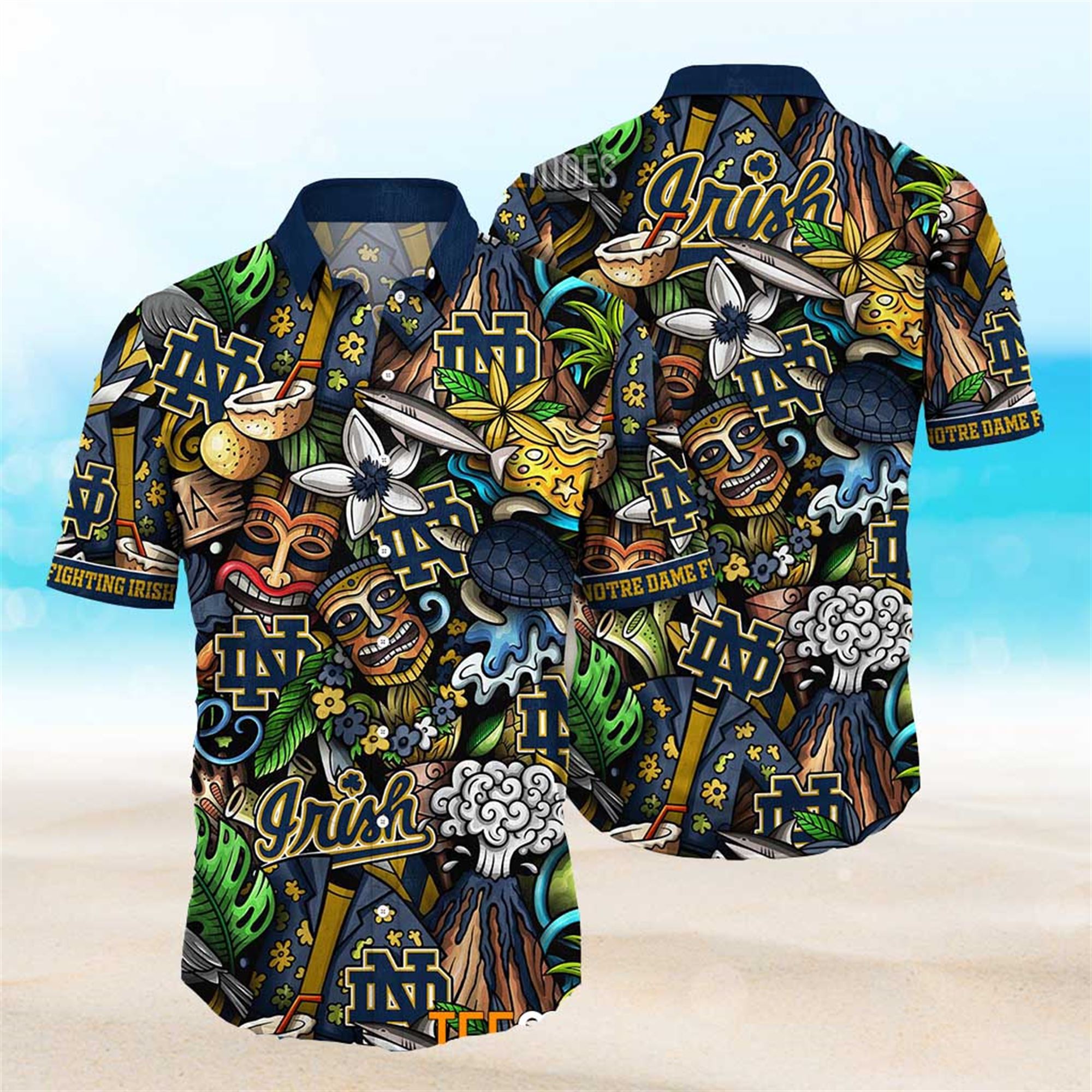 Notre Dame Fighting Irish Ncaa Mens Floral Special Design Hawaiian Shirt