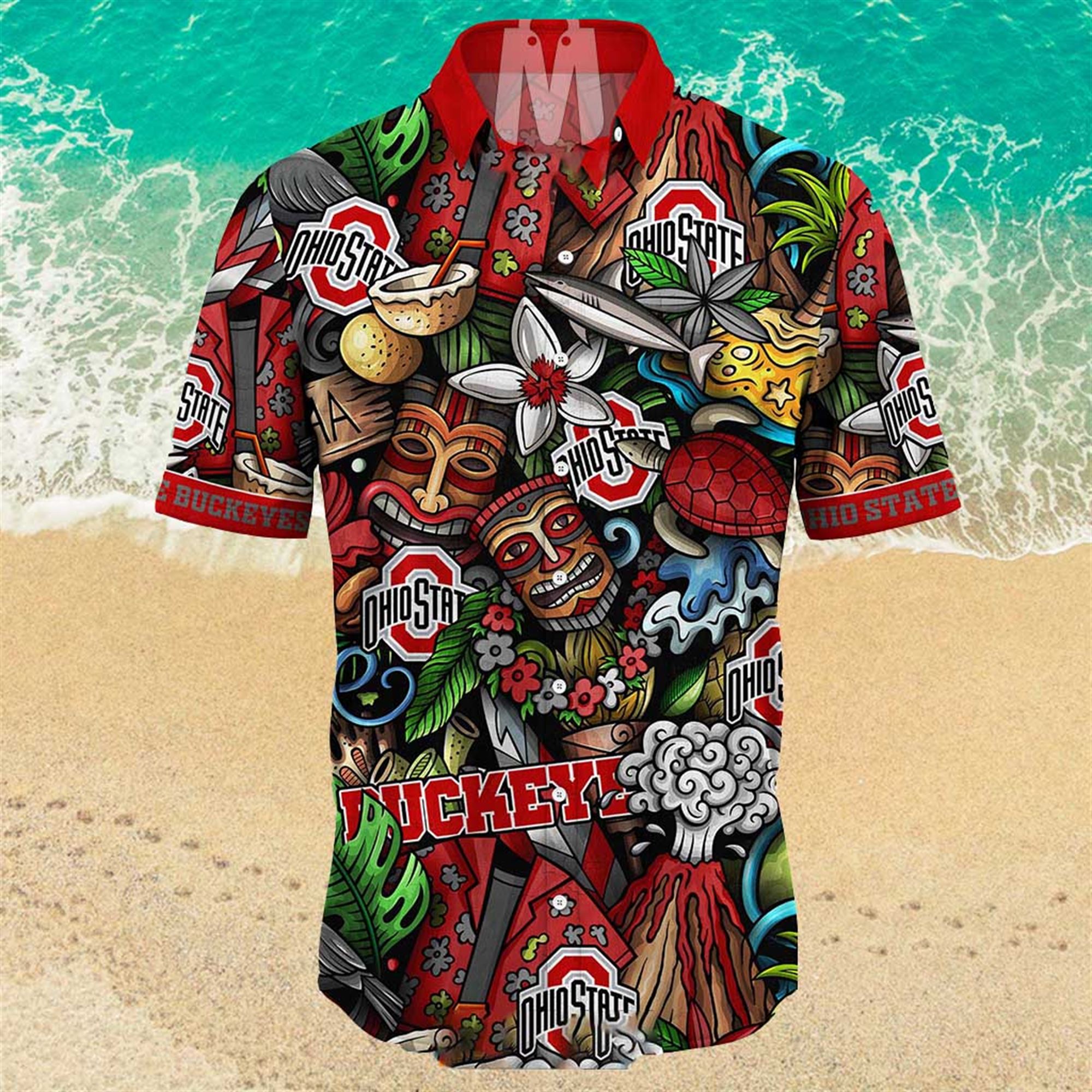 Ohio State Buckeyes Ncaa Mens Floral Special Design Hawaiian Shirt