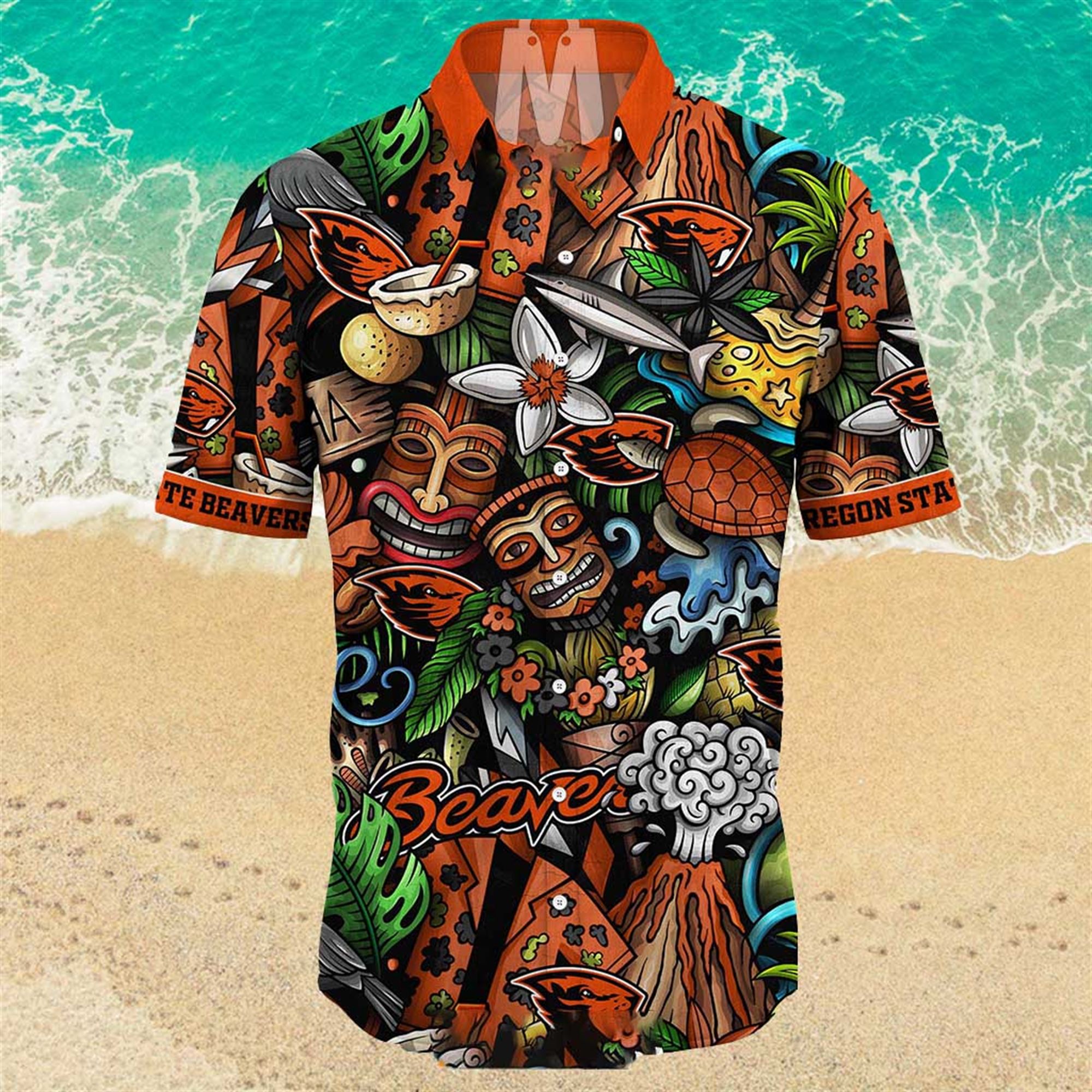 NEW Oregon State Beavers Ncaa Mens Floral Button Up Hawaiian Shirt