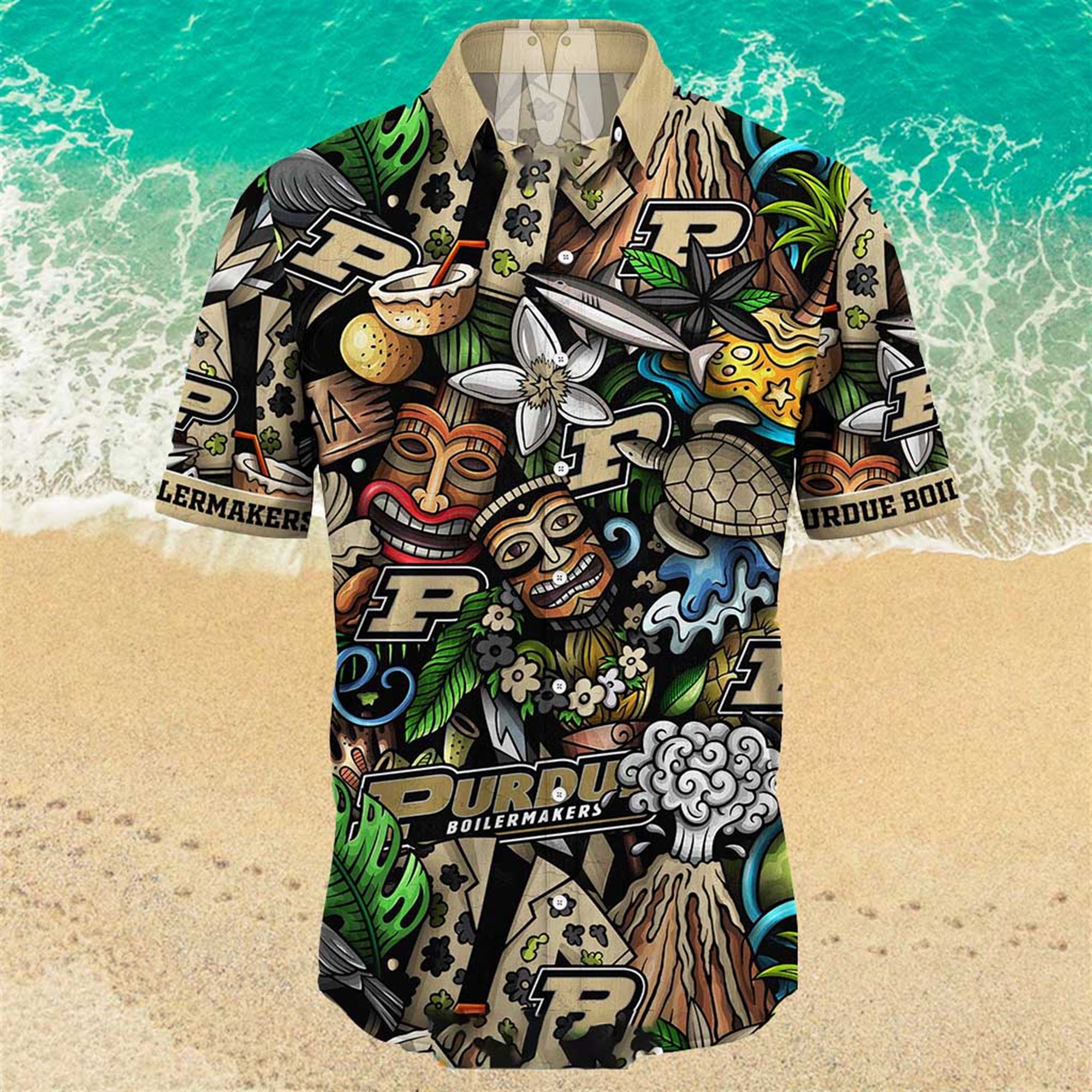 NEW Purdue Boilermakers Ncaa Mens Floral Button Up Hawaiian Shirt