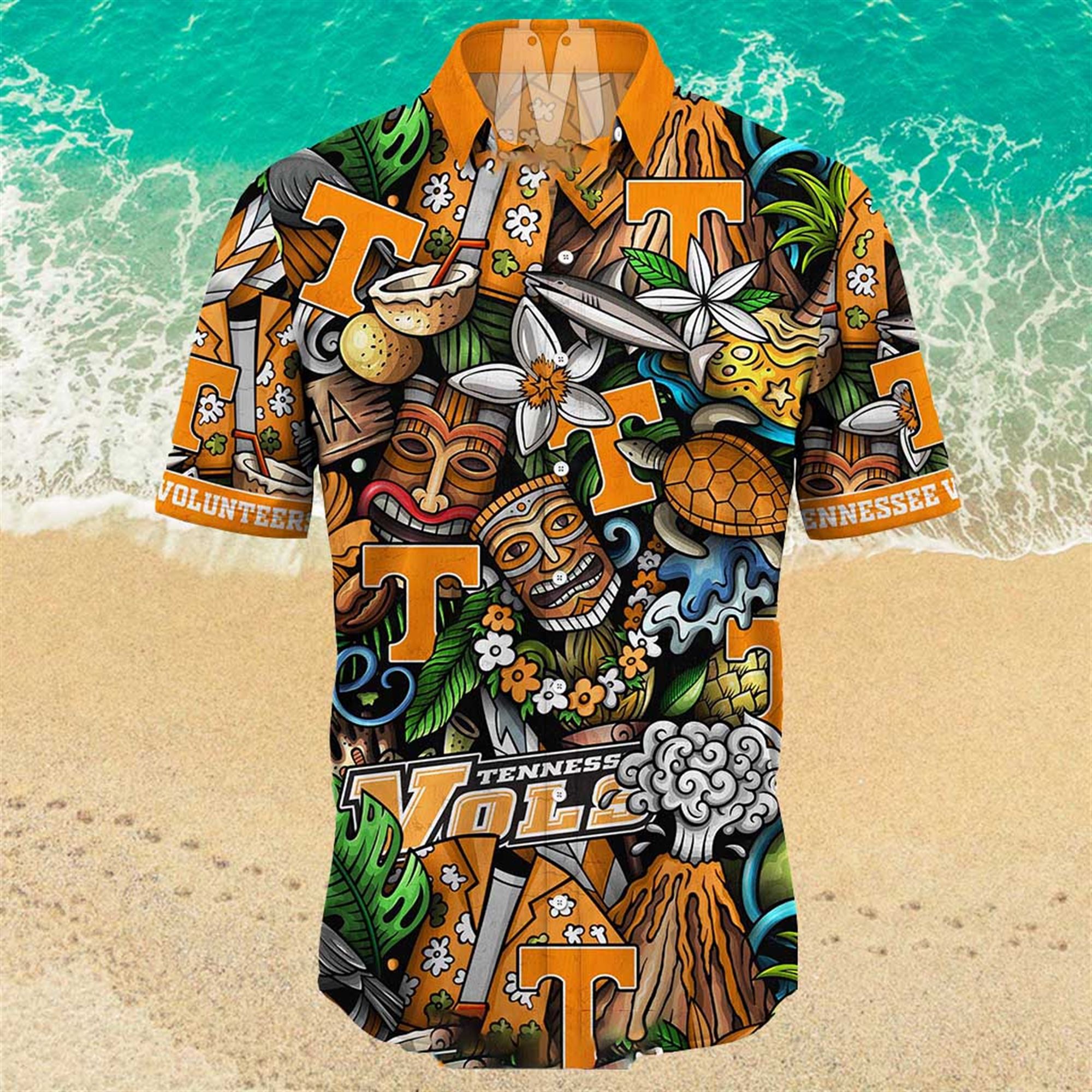 NEW Tennessee Volunteers Ncaa Mens Floral Button Up Hawaiian Shirt