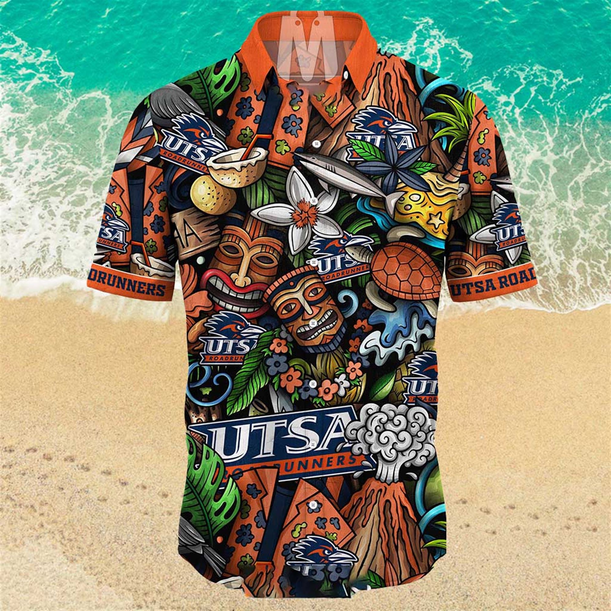 NEW Utsa Roadrunners Ncaa Mens Floral Button Up Hawaiian Shirt