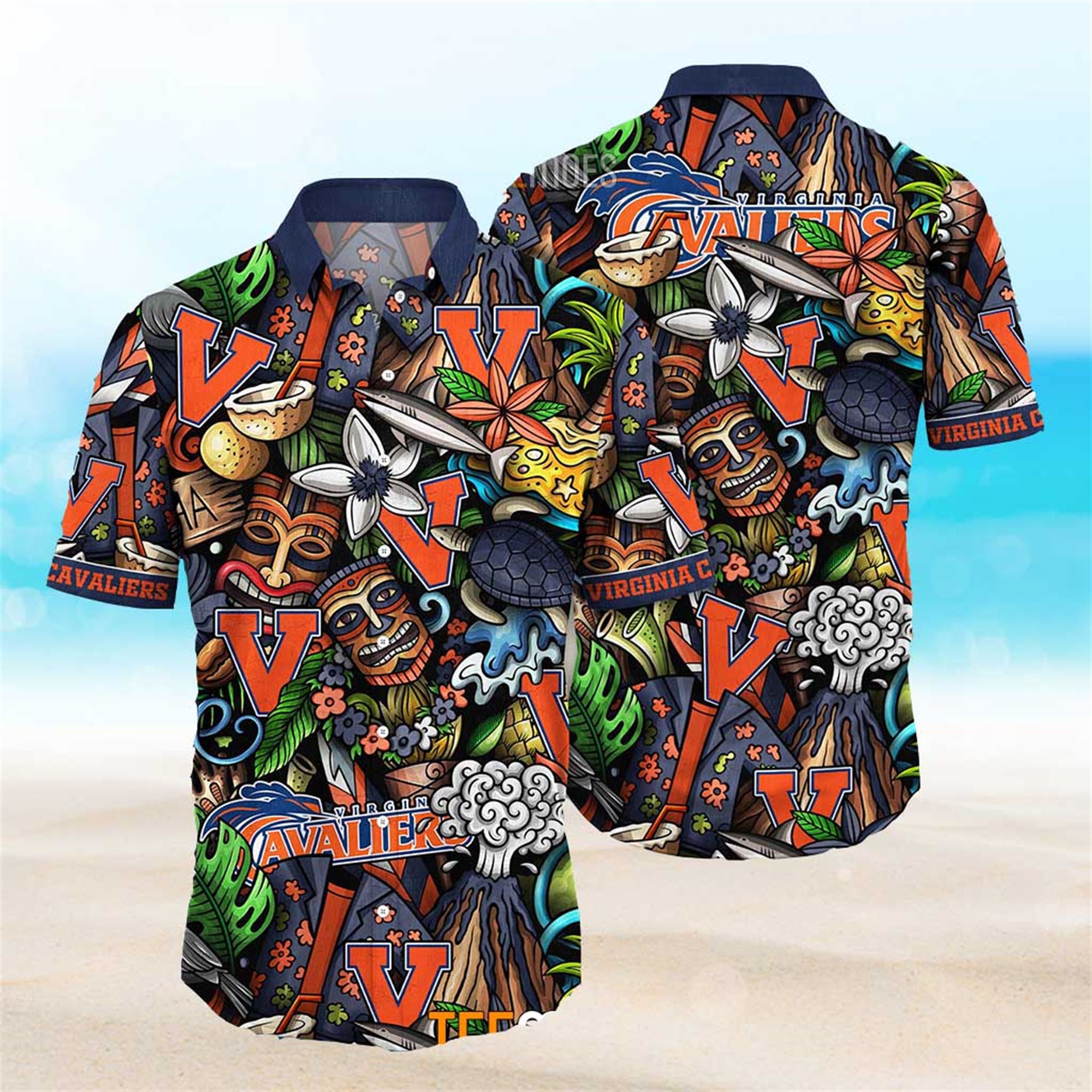 NEW Virginia Cavaliers Ncaa Mens Floral Button Up Hawaiian Shirt