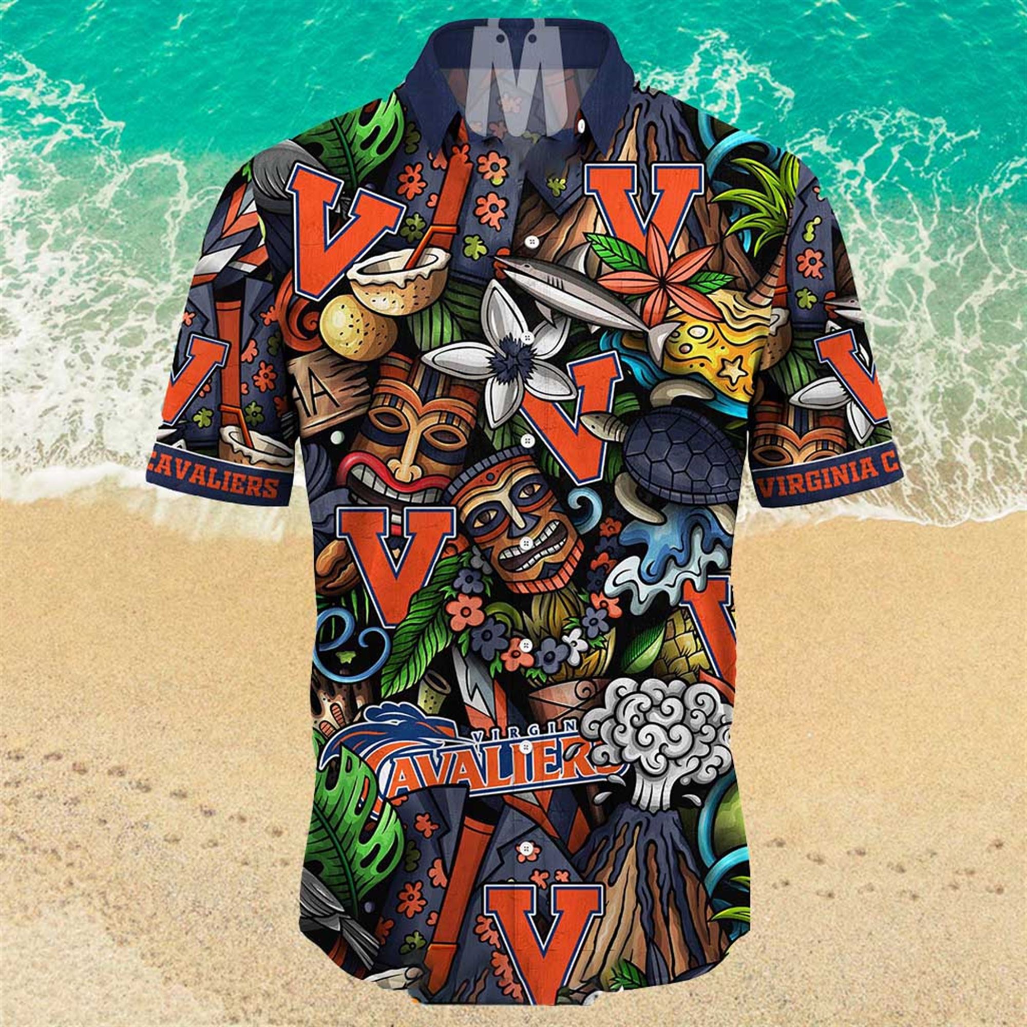 NEW Virginia Cavaliers Ncaa Mens Floral Button Up Hawaiian Shirt