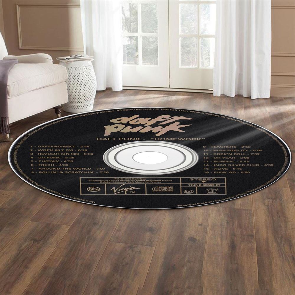 Daft Punk Homework Cd Round Rug