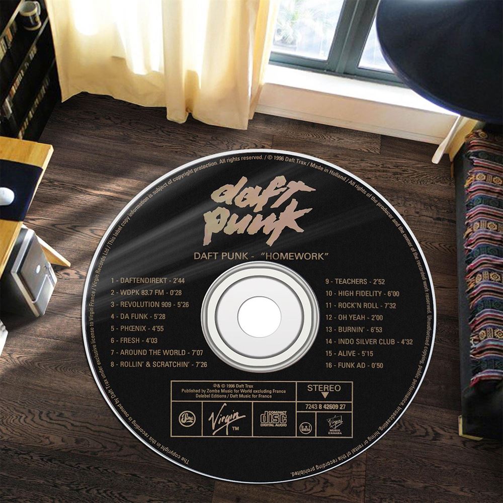 Daft Punk Homework Cd Round Rug