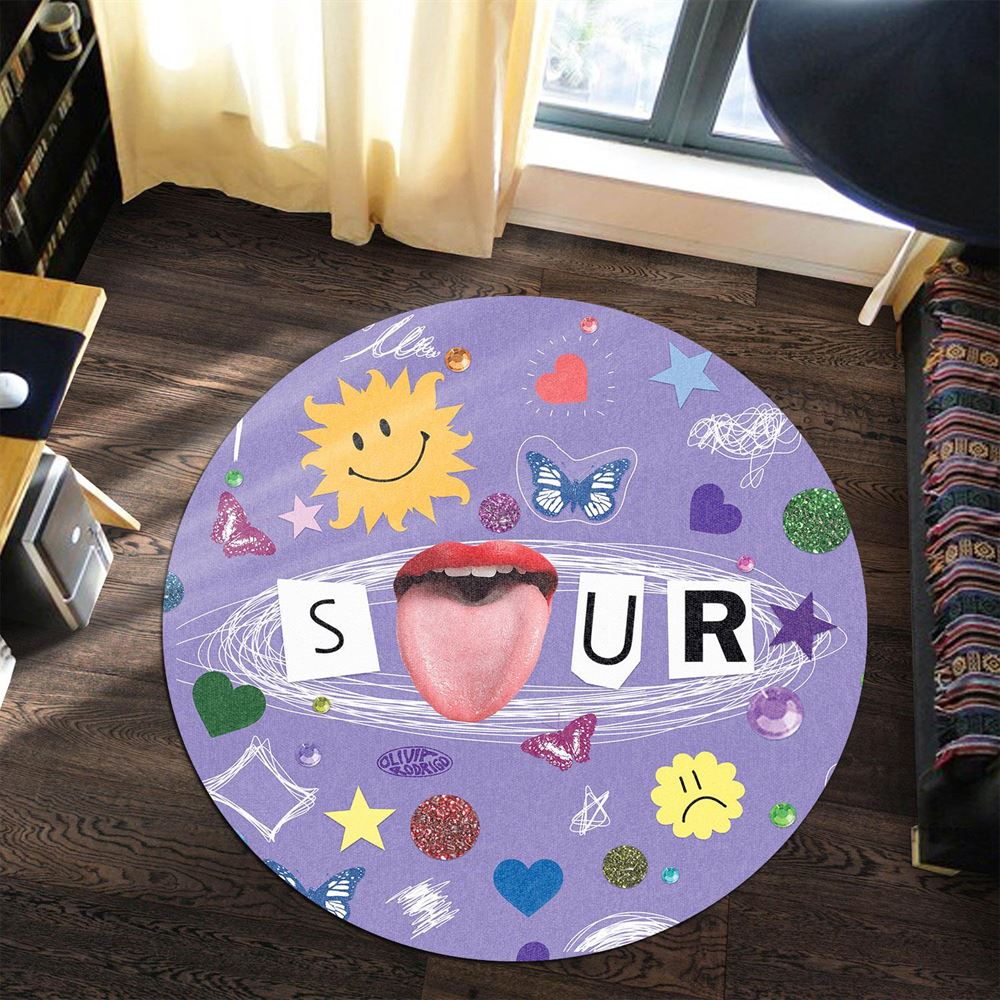 Olivia Rodrigo Sour Album Cover Round Rug