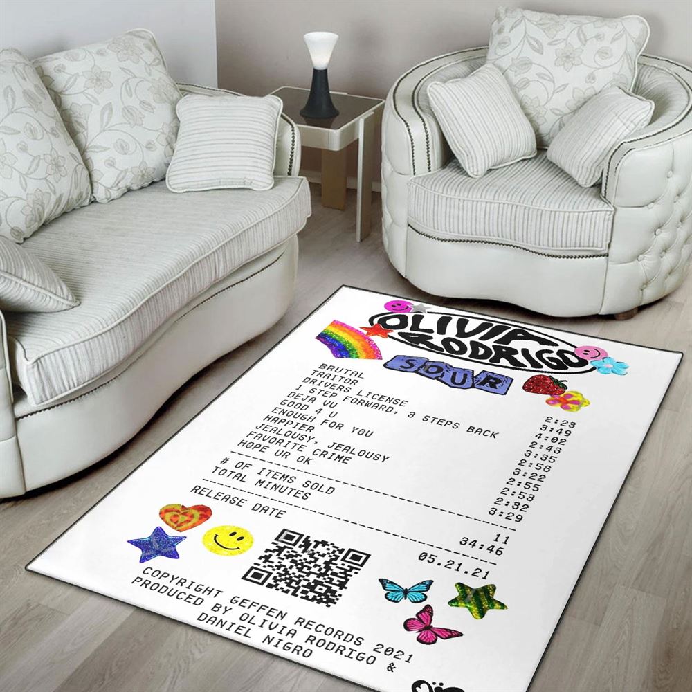 Olivia Rodrigo Sour Album Receipt Rug