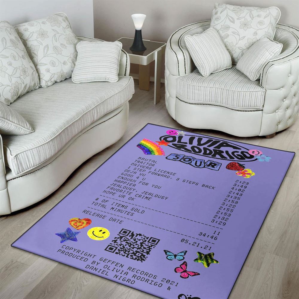 Sour Album Receipt Rug For Olivia Rodrigo Fans