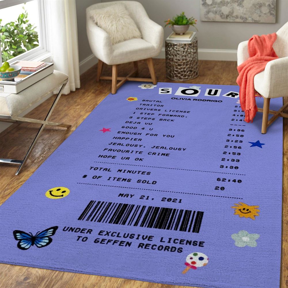 Sour Olivia Rodrigo Album Receipt Rug