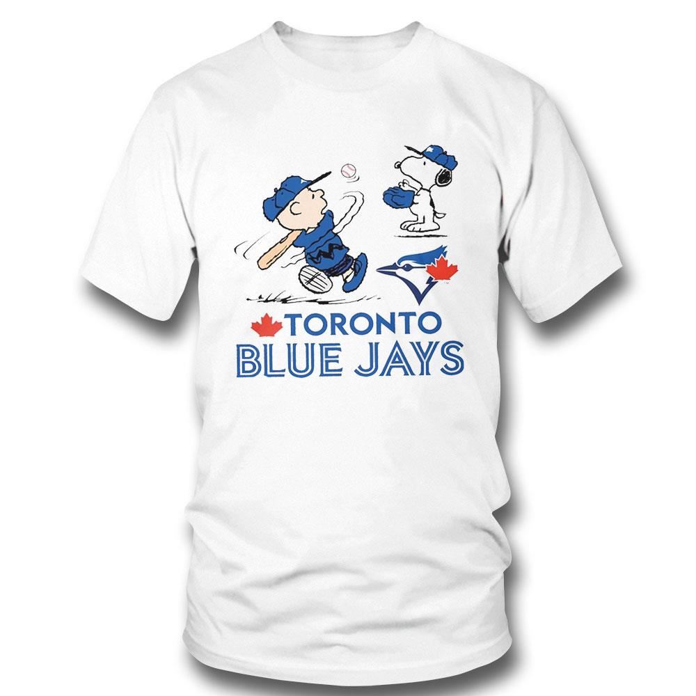 Peanuts Charlie Brown And Snoopy Playing Baseball Toronto Blue Jays Shirt