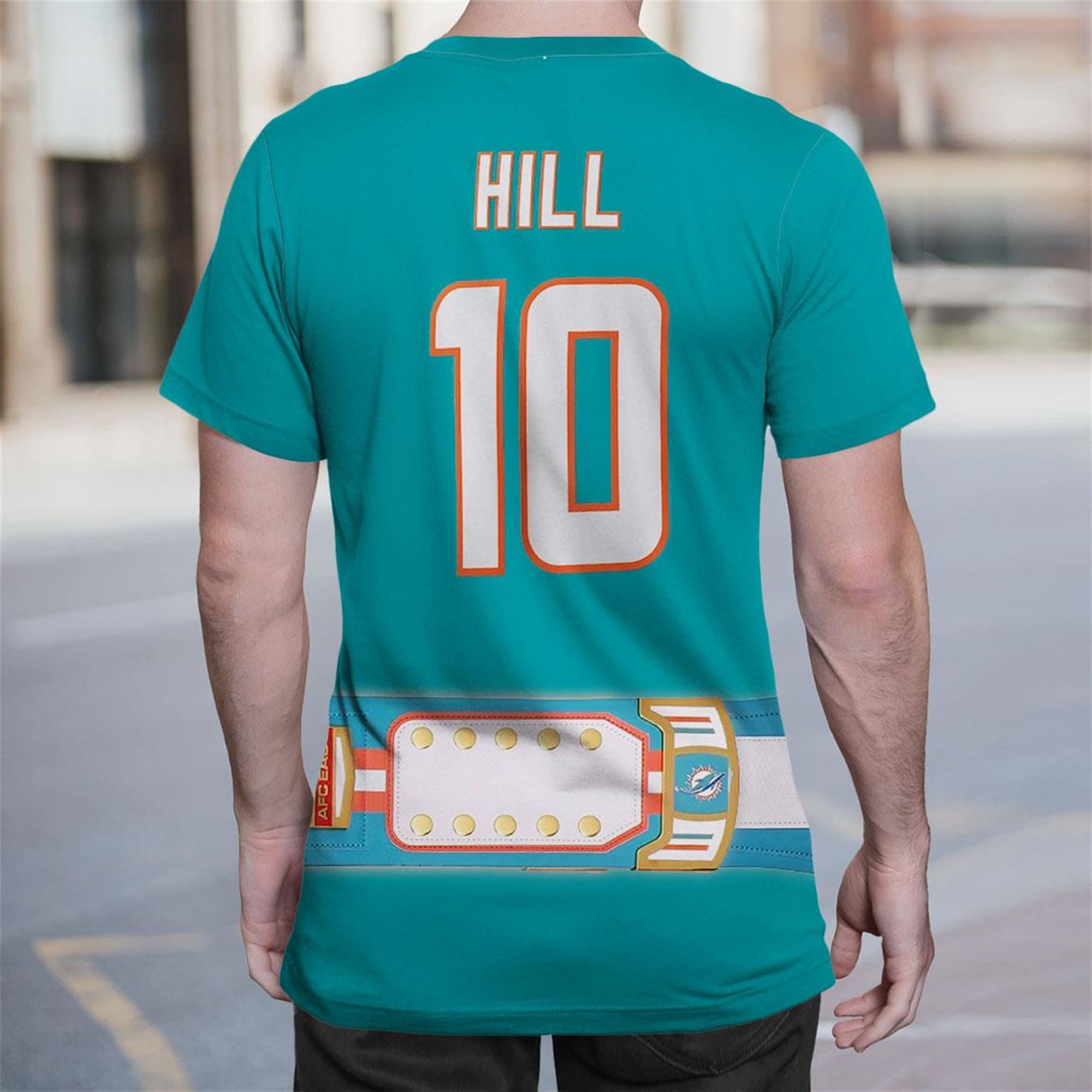 Custom Miami Dolphins Wwe Legacy Title Belt Shirt