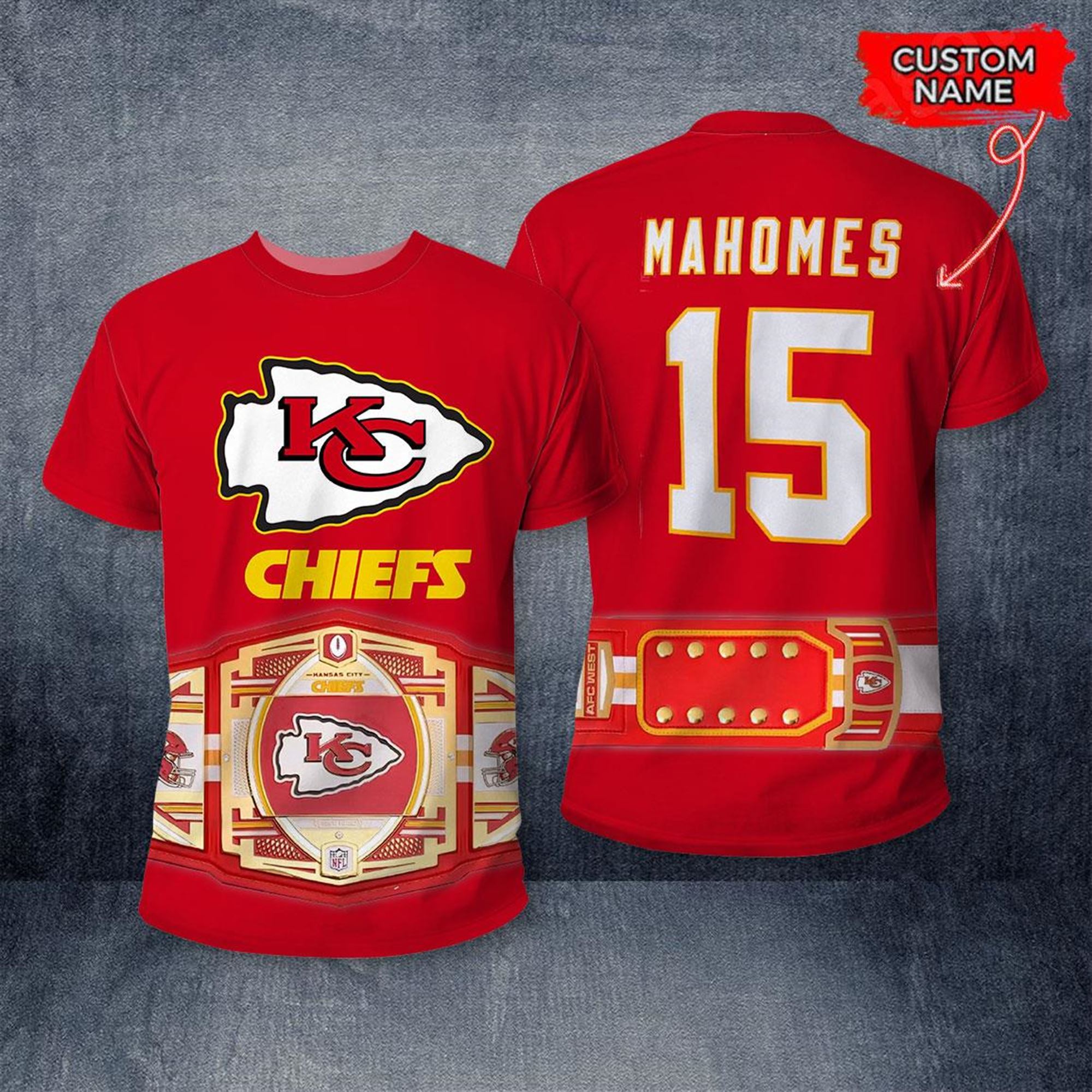 Custom Kansas City Chiefs Wwe Legacy Title Belt Shirt