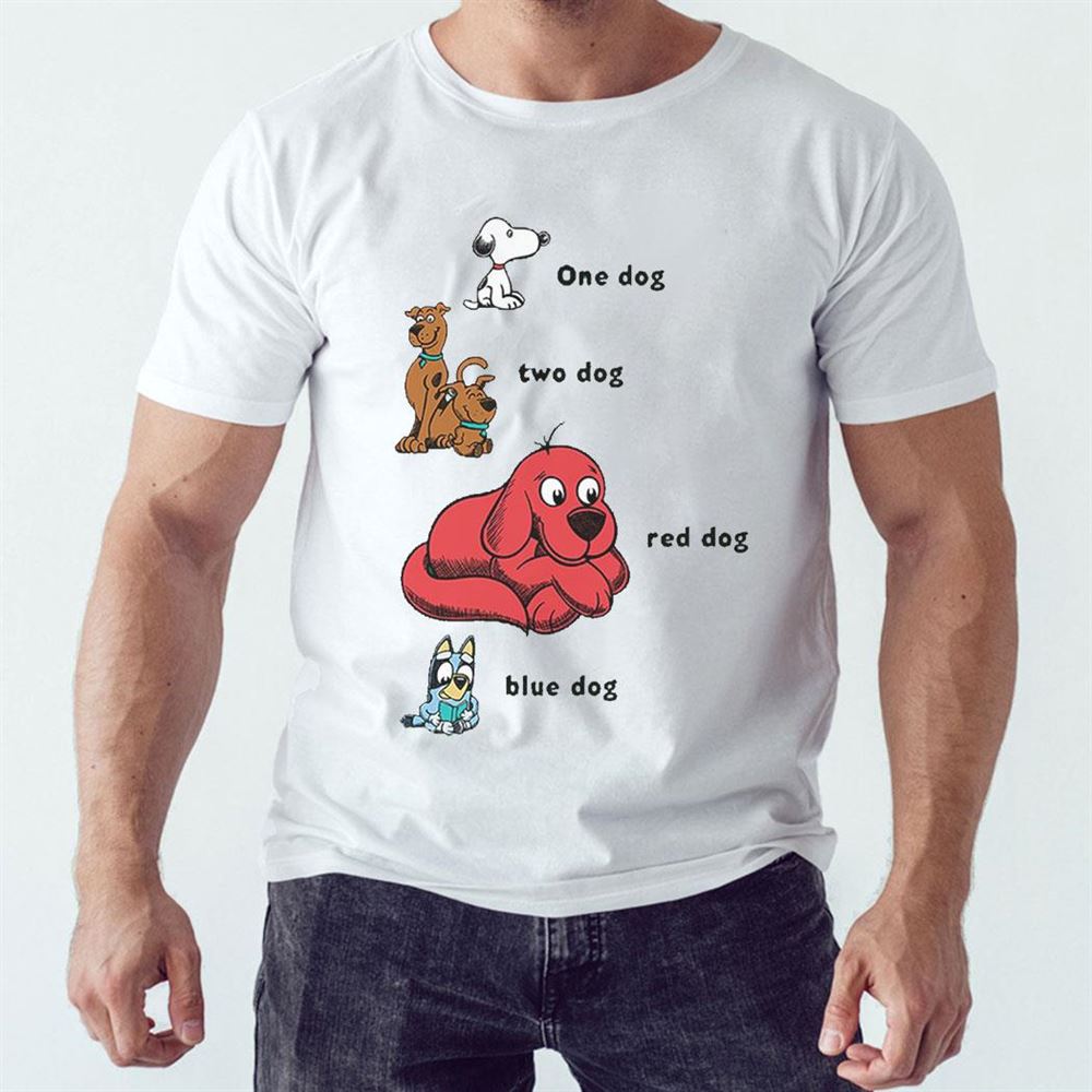 1 Dog 2 Dog Red Dog Blue Dog Shirt