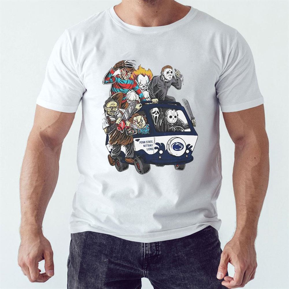 Penn State Halloween Nittany Lions Horror Movies Characters Bus Shirt