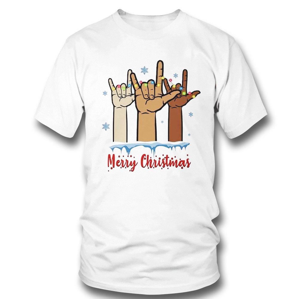 Merry Christmas Hand Sign Language Deaf Awareness Shirt