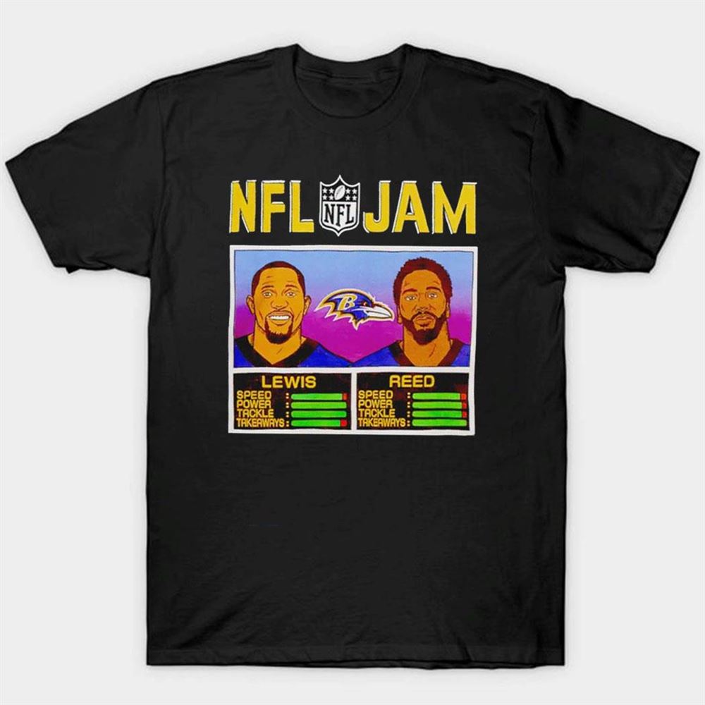 Nfl Jam Baltimore Ravens Ray Lewis Amd Ed Reed Shirt Ladies Tee