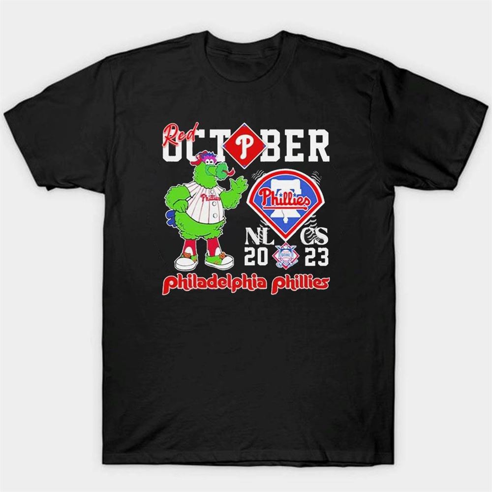 Red October 2023 Nlcs Philadelphia Phillies Mascot T-shirt Ladies Tee