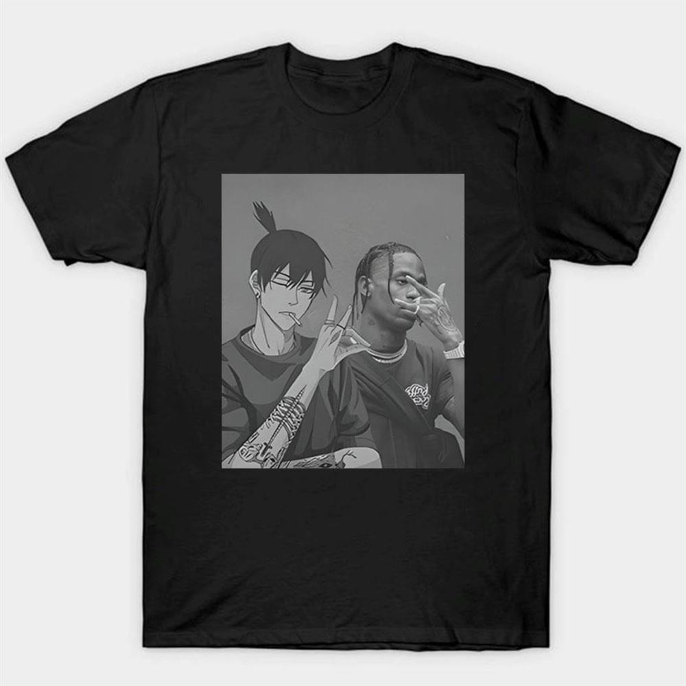 Travis Scott And Aki Hayakawa Chainsaw Man Shirt Ladies Tee